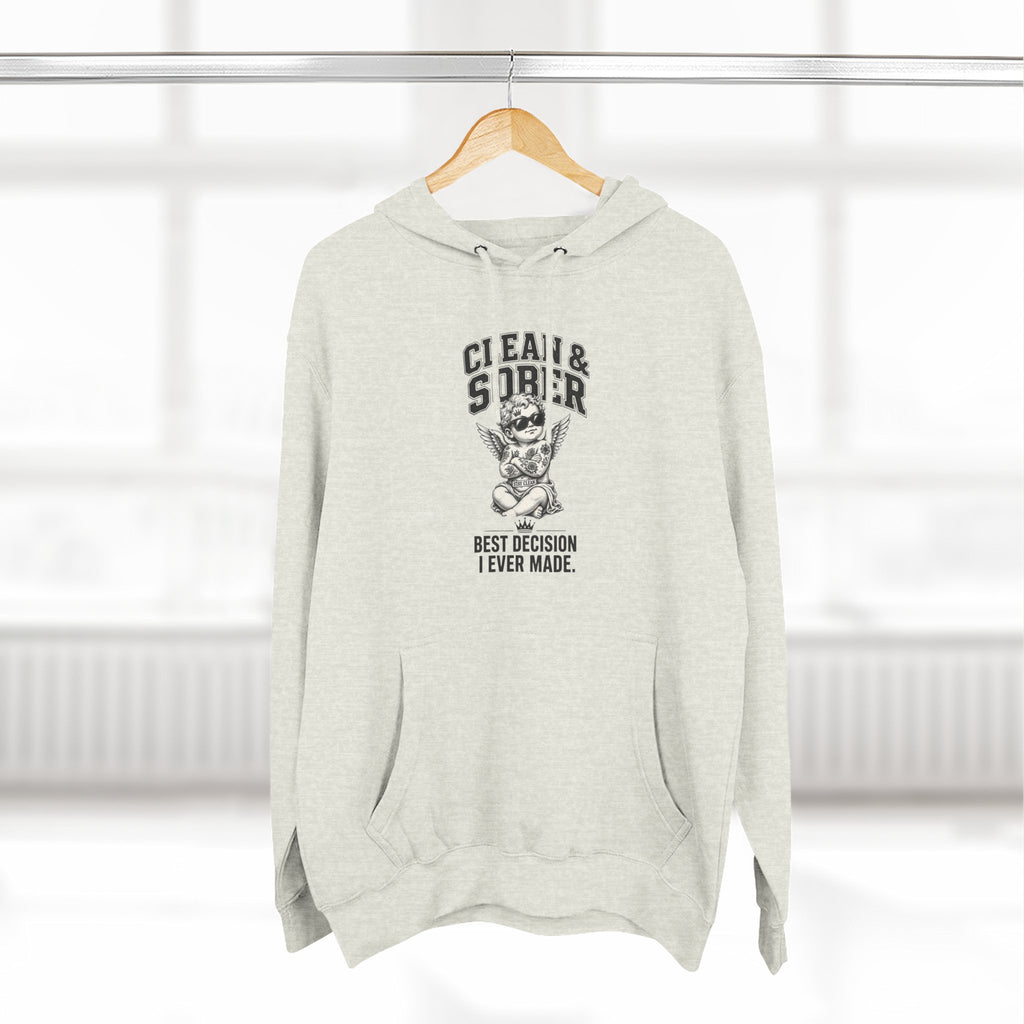 Clean & Sober Cat graphic hoodie | 'Best Decision I Ever Made' design
