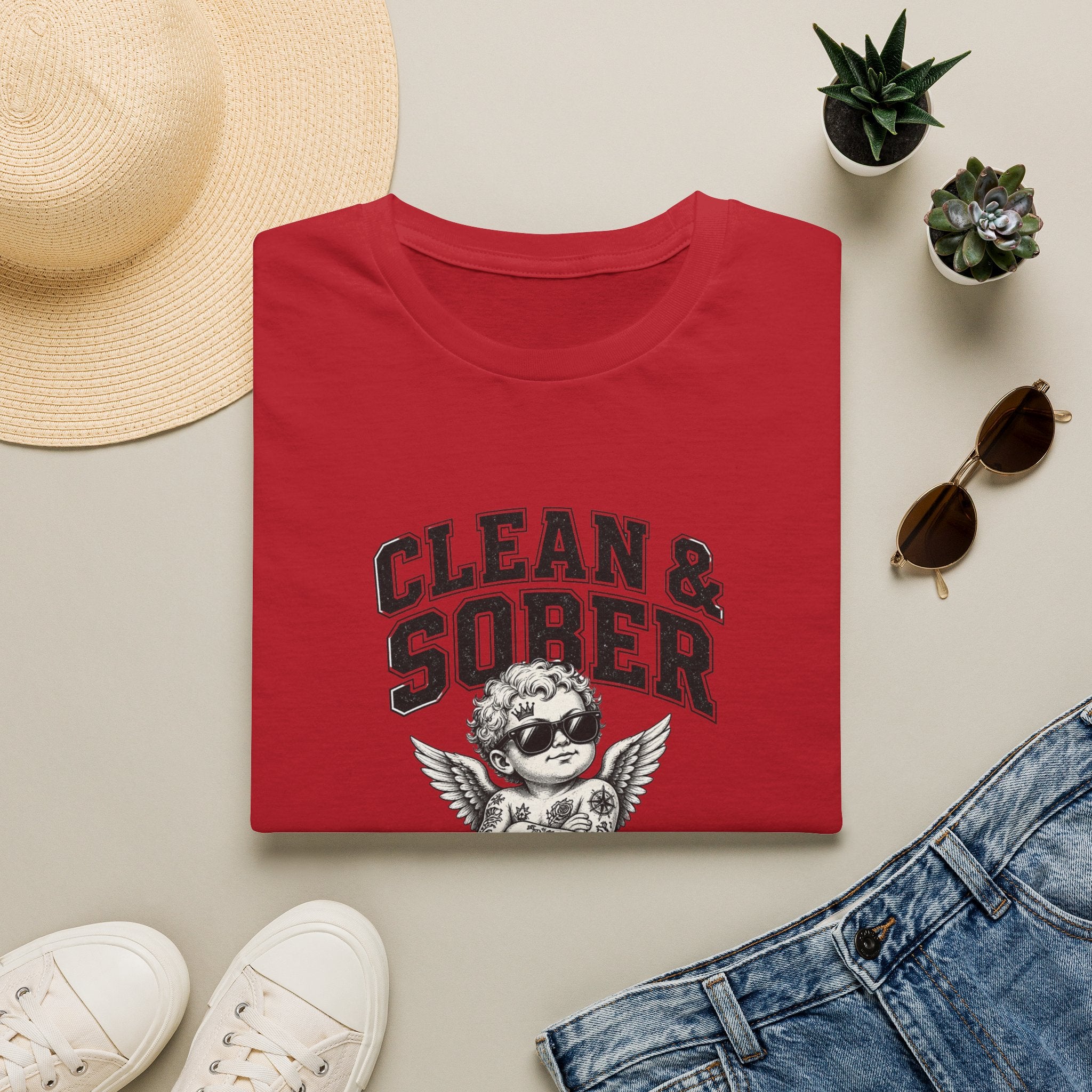 Clean & Sober cherub graphic T-Shirt | 'Best Decision I Ever Made' recovery design