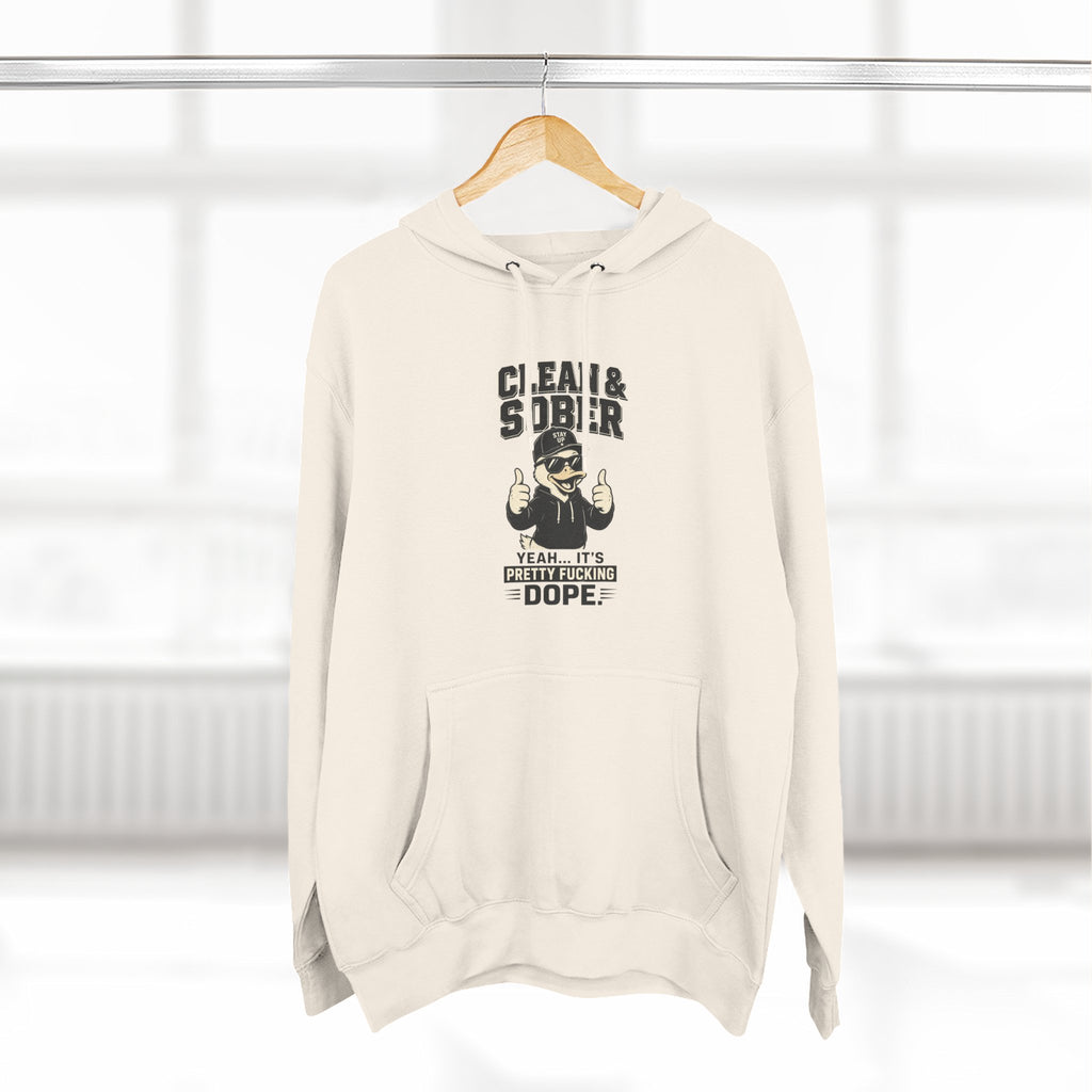 Clean & Sober Thumbs Up Hoodie | Recovery Slogan, Retro Illustration