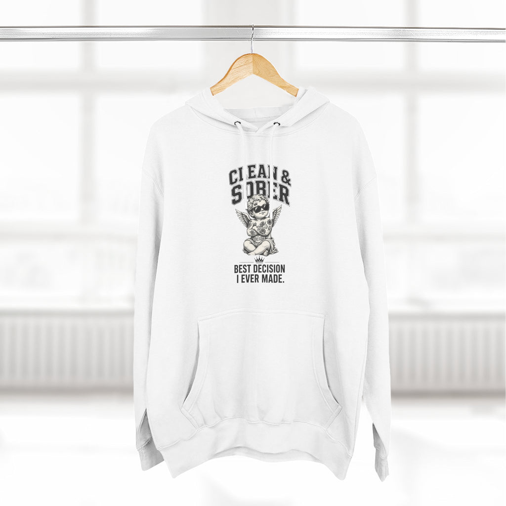 Clean & Sober Cat graphic hoodie | 'Best Decision I Ever Made' design