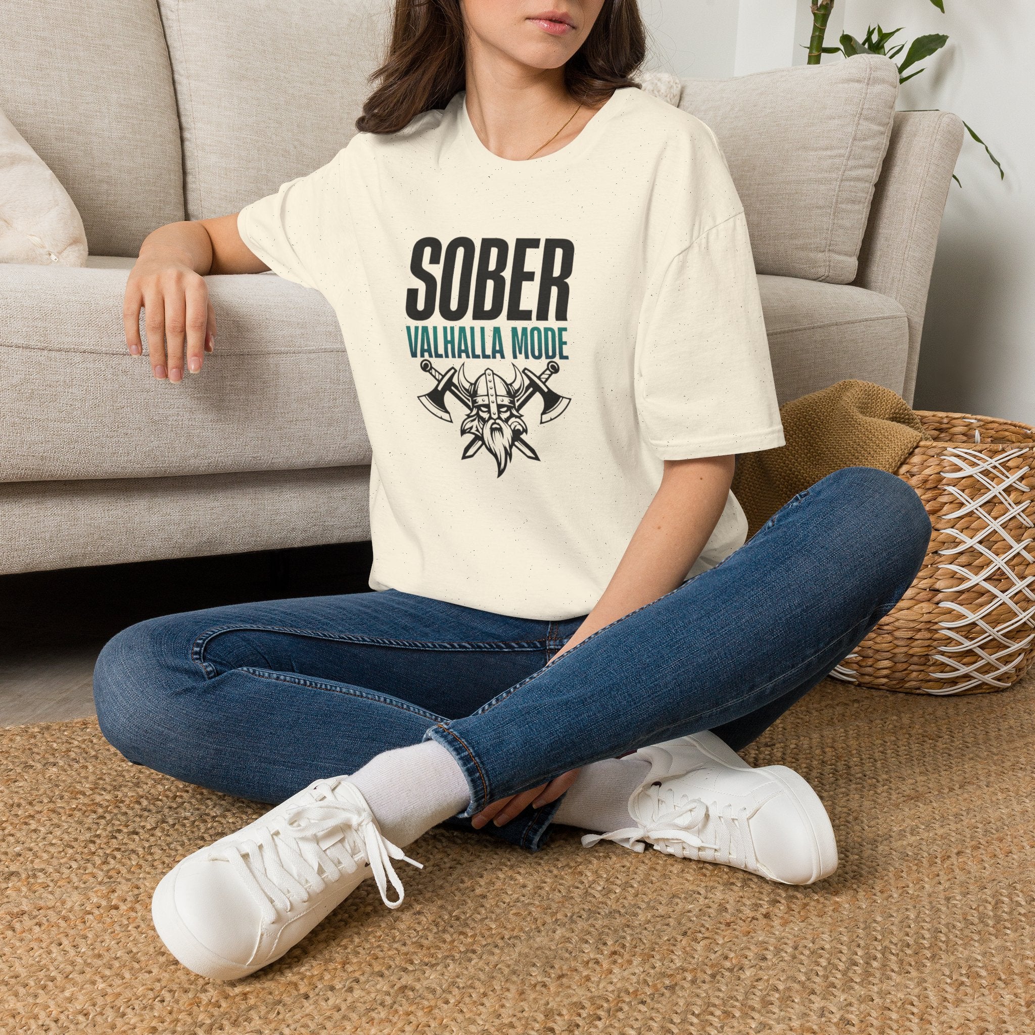 Sober Valhalla Mode T-Shirt | Viking Helmet and Axes