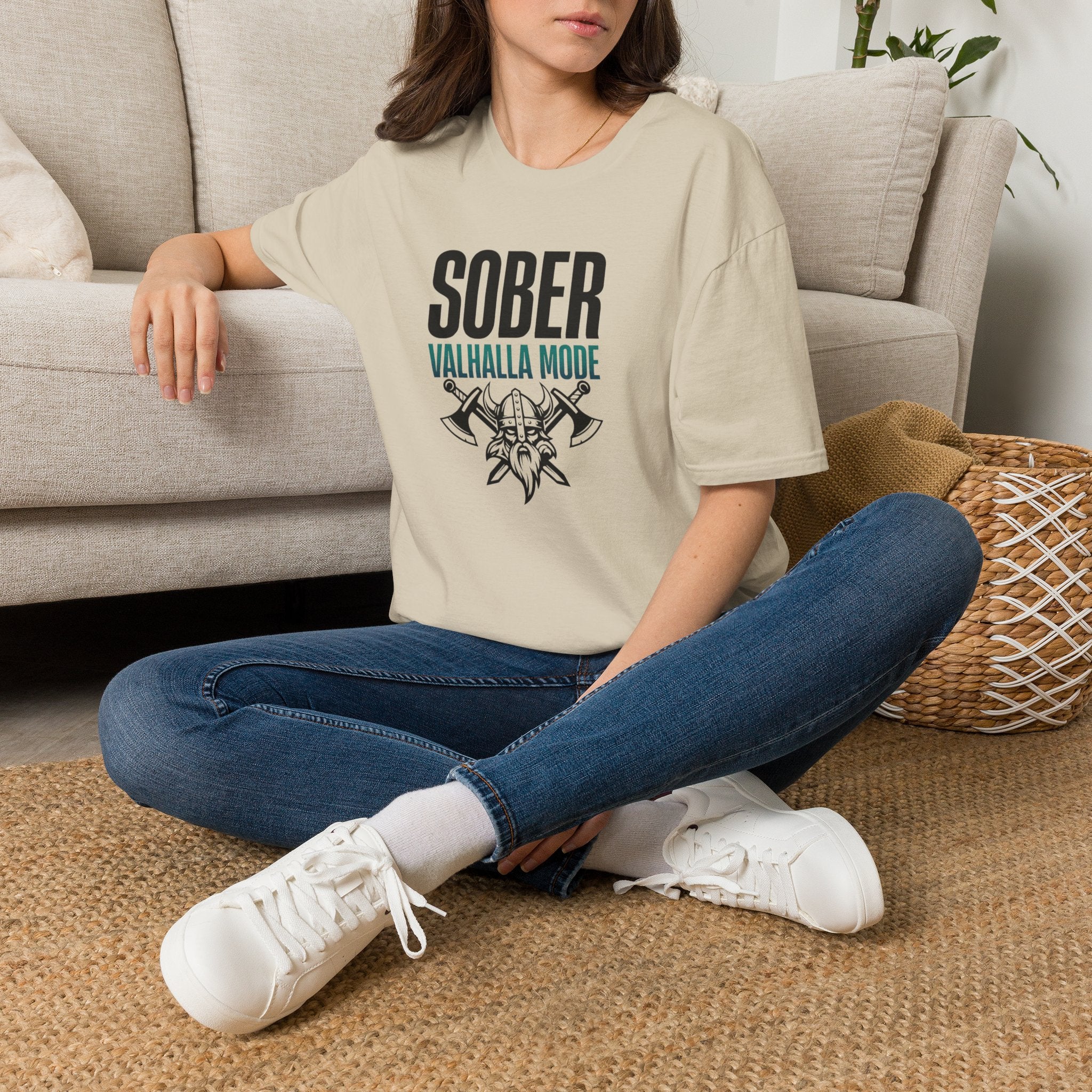 Sober Valhalla Mode T-Shirt | Viking Helmet and Axes