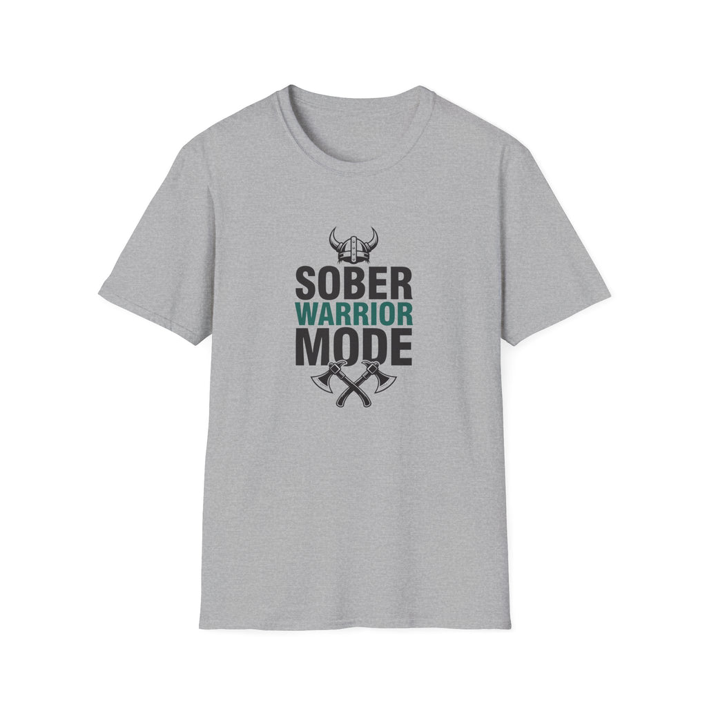 Sober Warrior Mode T-Shirt | Recovery, Viking Helmet & Axes Design