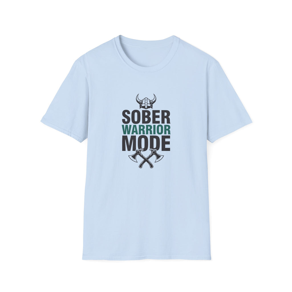Sober Warrior Mode T-Shirt | Recovery, Viking Helmet & Axes Design