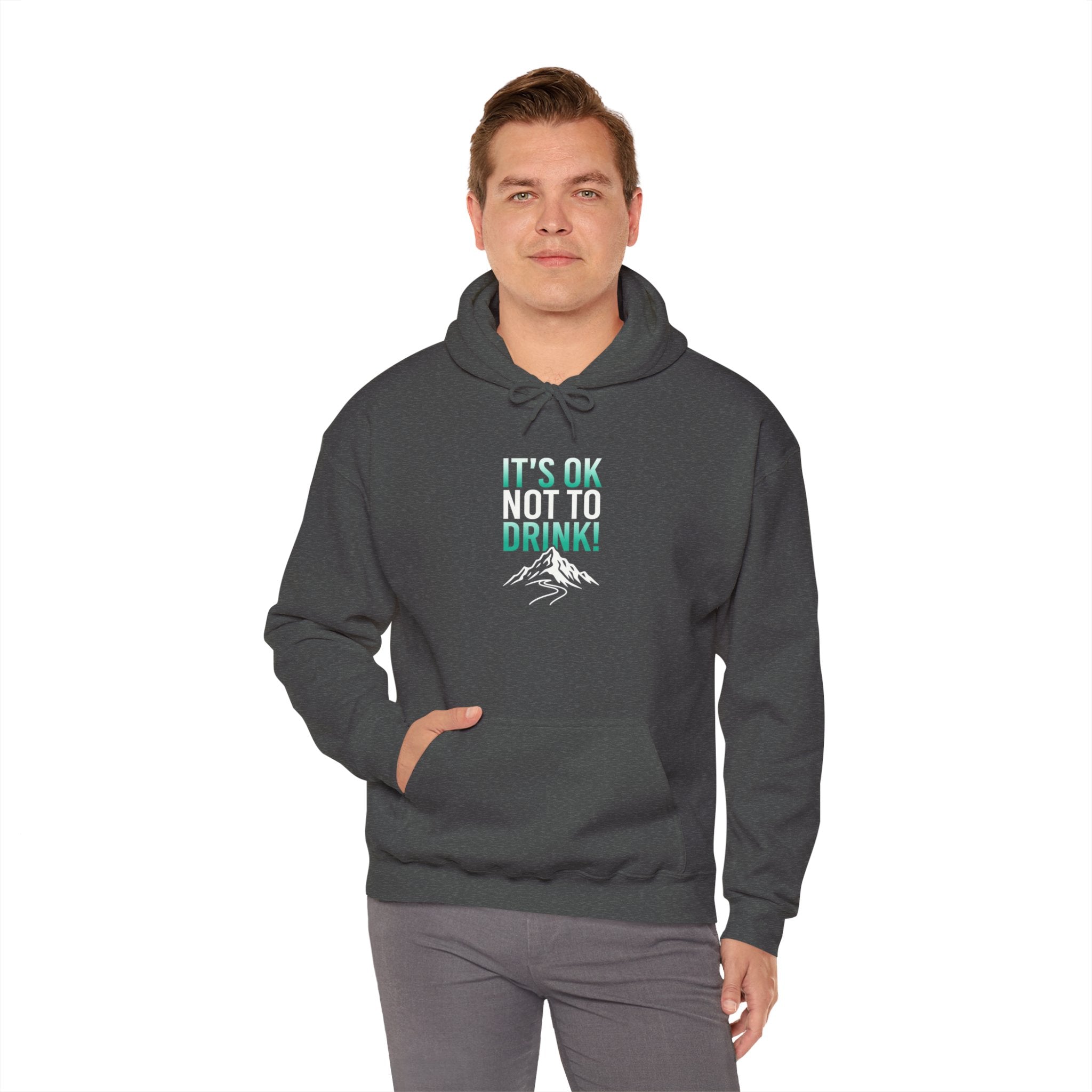 It’s OK Not to Drink Hoodie | Sober Message Mountain Graphic