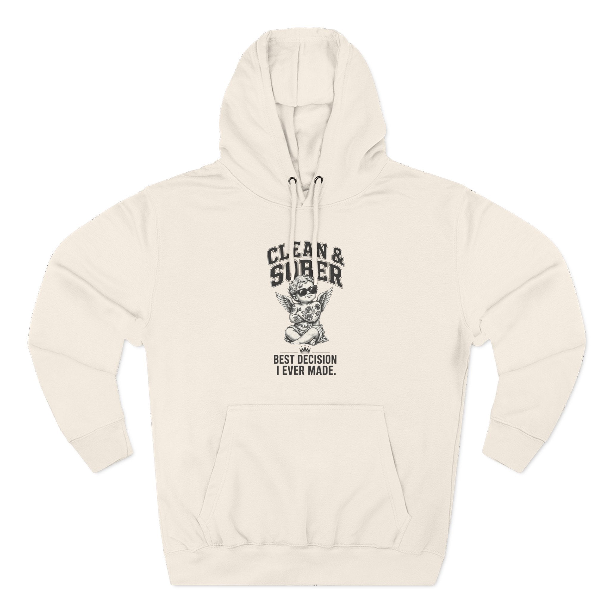Clean & Sober Cat graphic hoodie | 'Best Decision I Ever Made' design