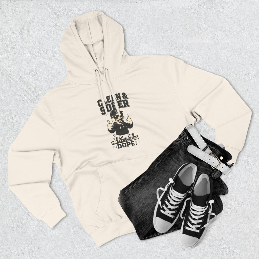 Clean & Sober Thumbs Up Hoodie | Recovery Slogan, Retro Illustration