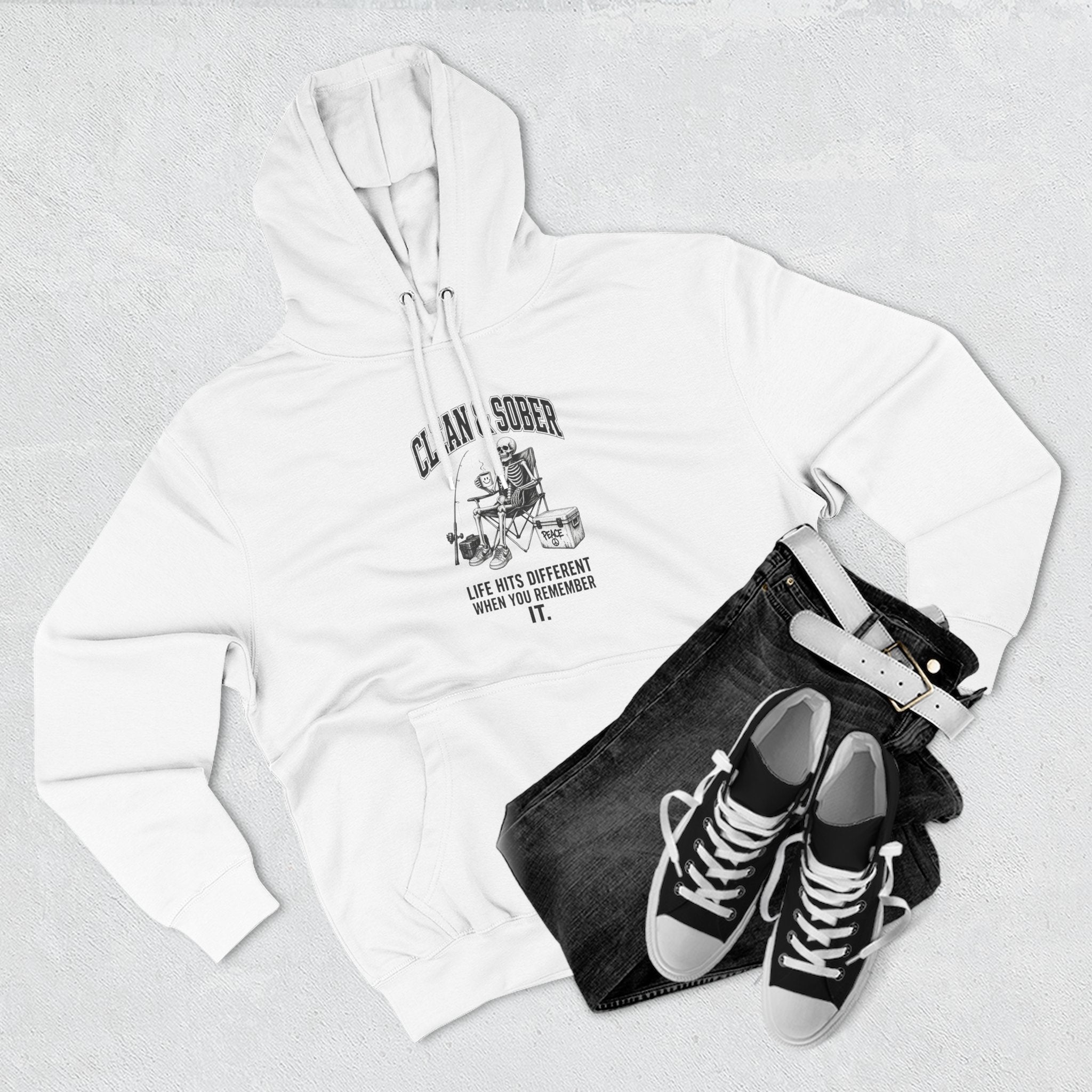 Clean & Sober hoodie | Recovery life illustration, vintage emblem