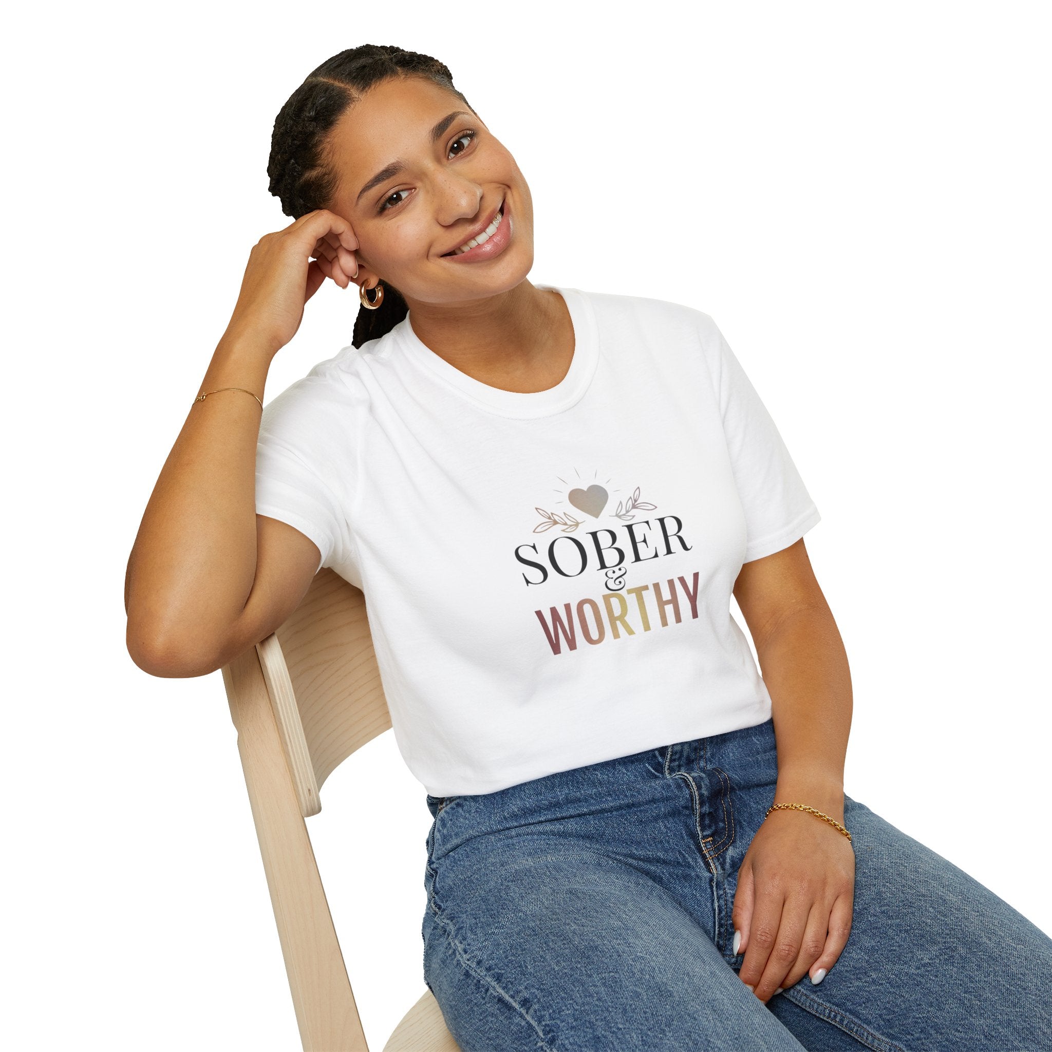 Sober & Worthy T-Shirt | Recovery Inspirational Tee, Sobriety Support
