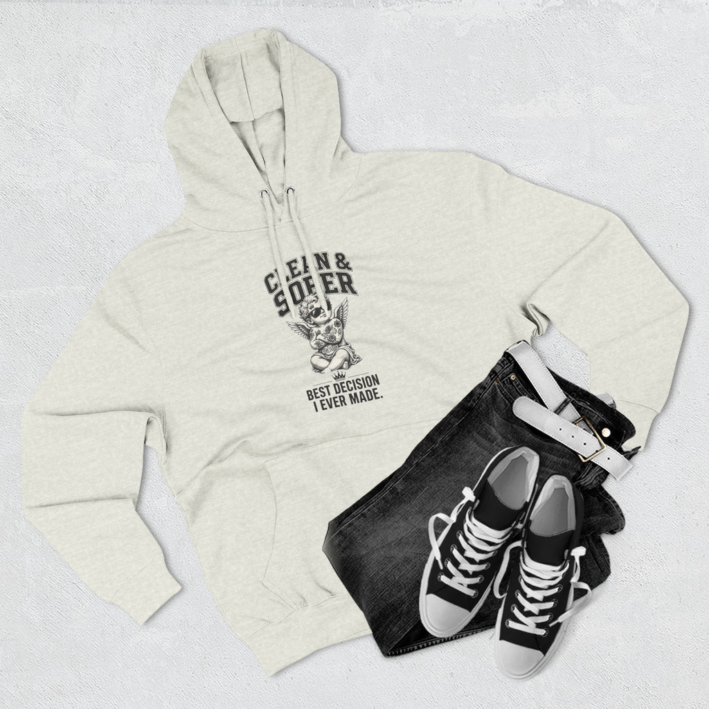 Clean & Sober Cat graphic hoodie | 'Best Decision I Ever Made' design