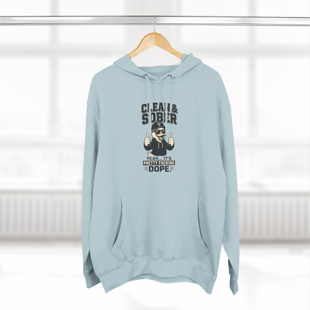 Clean & Sober Thumbs Up Hoodie | Recovery Slogan, Retro Illustration