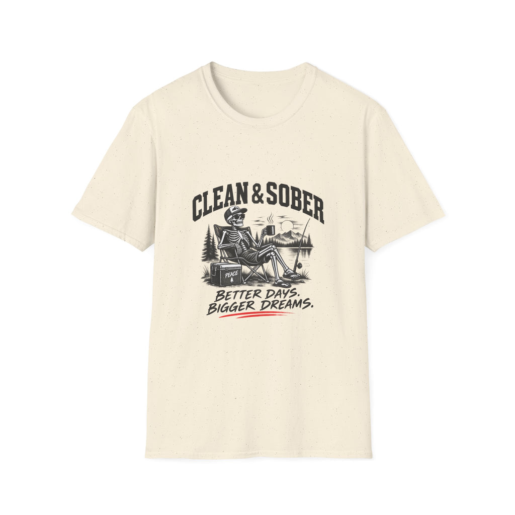 Clean & Sober skeleton camping scene T-Shirt | Recovery, Outdoors