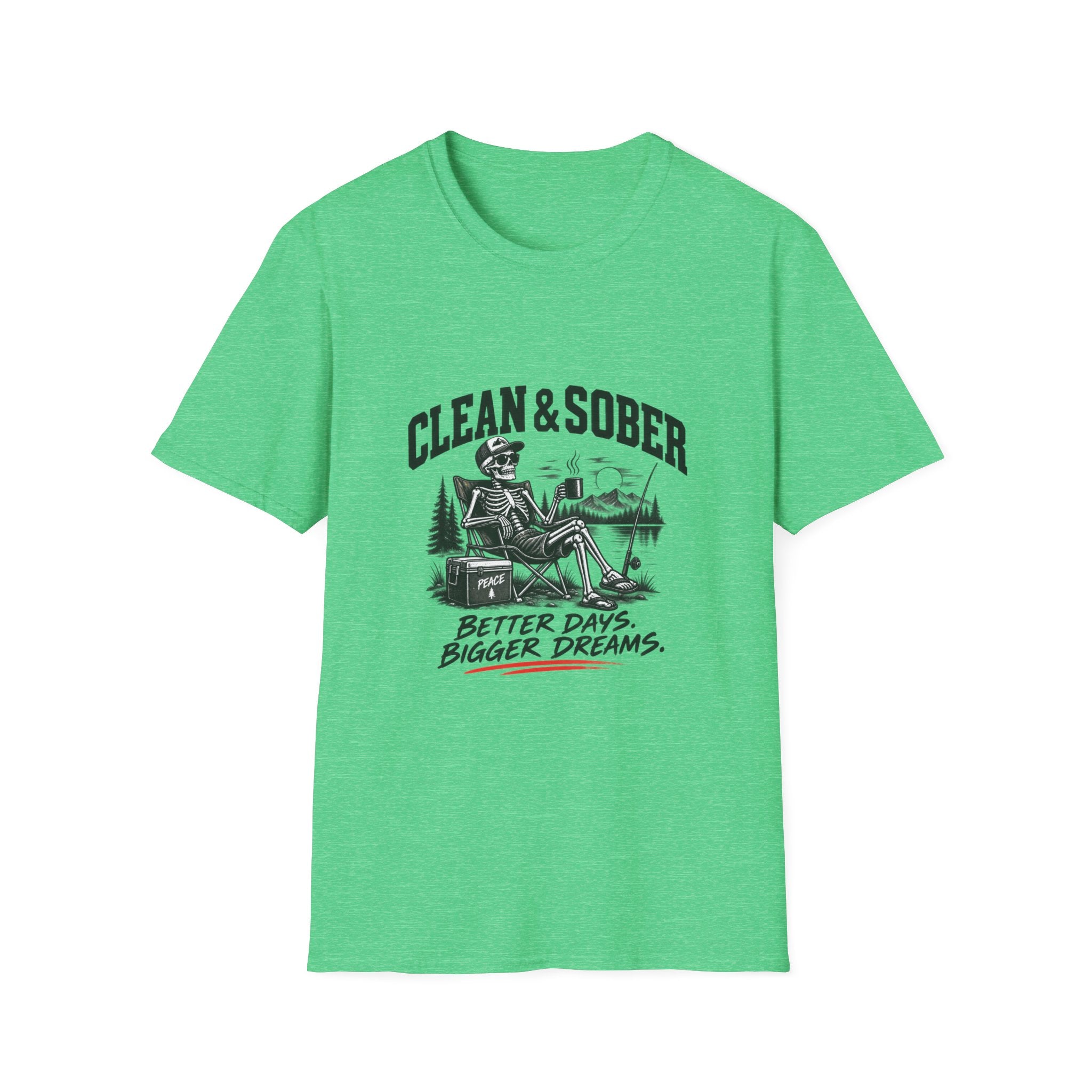 Clean & Sober skeleton camping scene T-Shirt | Recovery, Outdoors