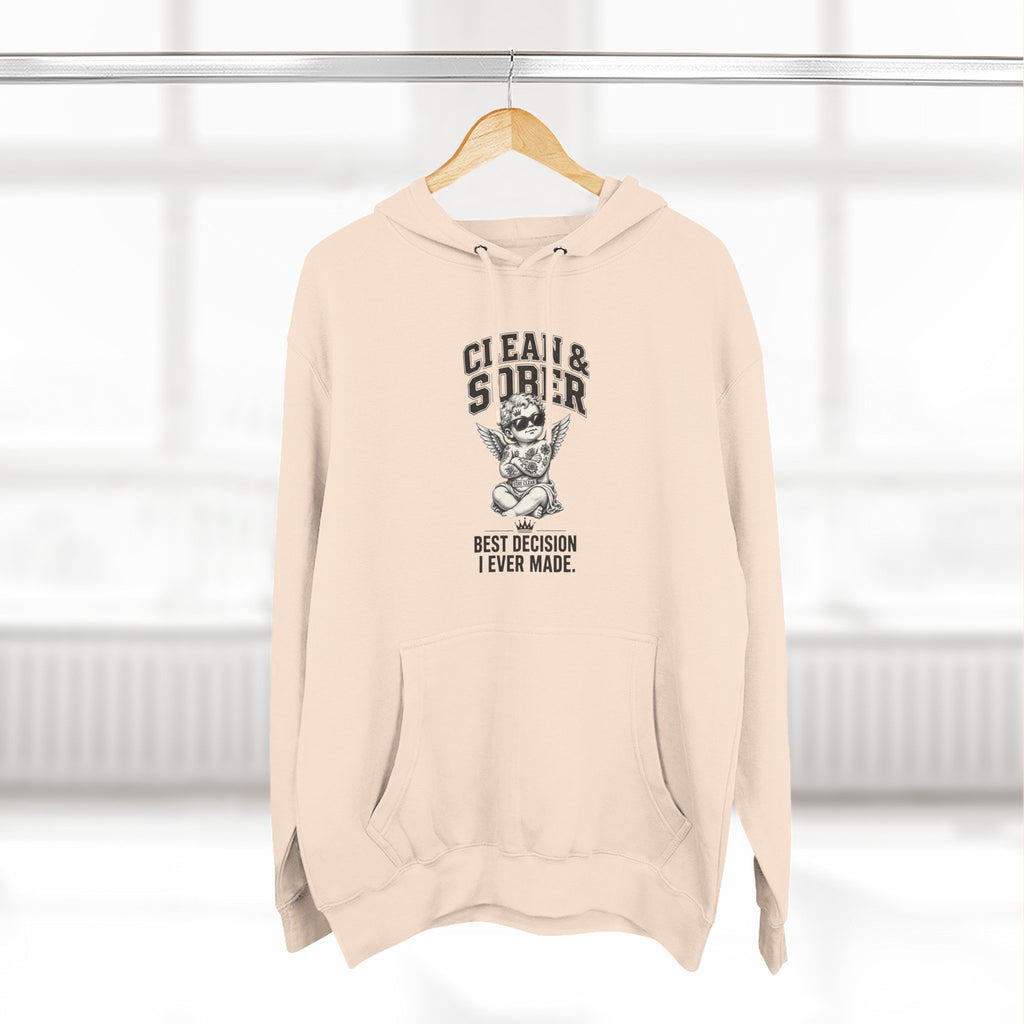 Clean & Sober Cat graphic hoodie | 'Best Decision I Ever Made' design