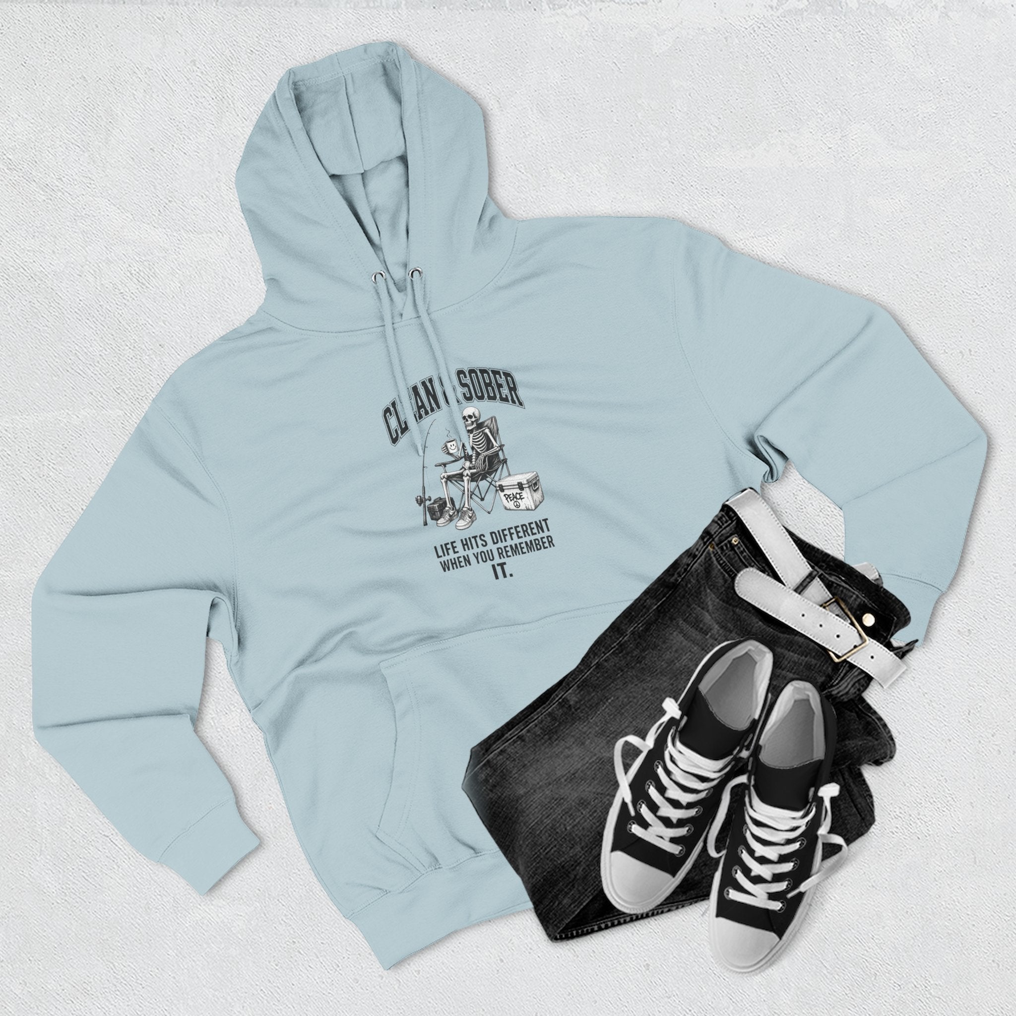 Clean & Sober hoodie | Recovery life illustration, vintage emblem
