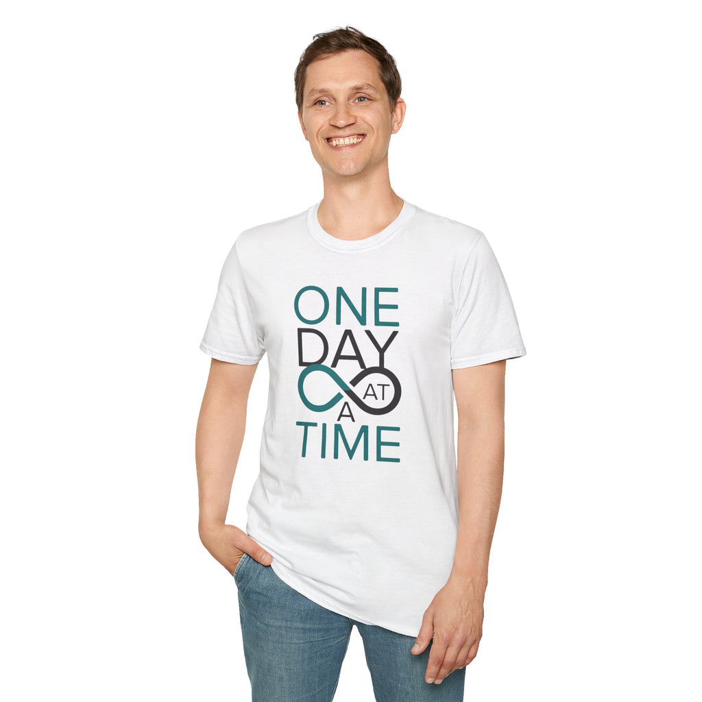One Day at a Time T-Shirt | Inspirational recovery infinity design