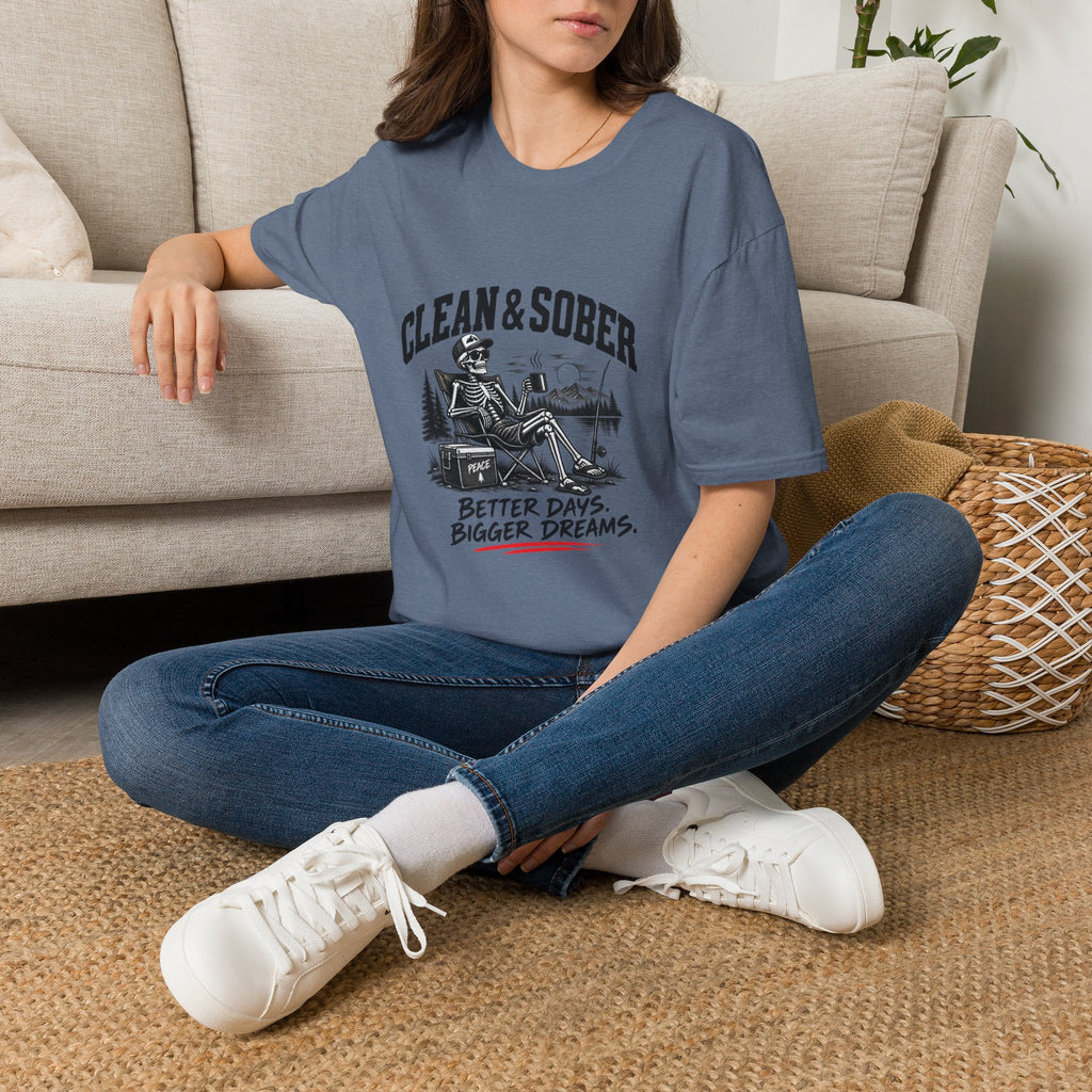Clean & Sober skeleton camping scene T-Shirt | Recovery, Outdoors