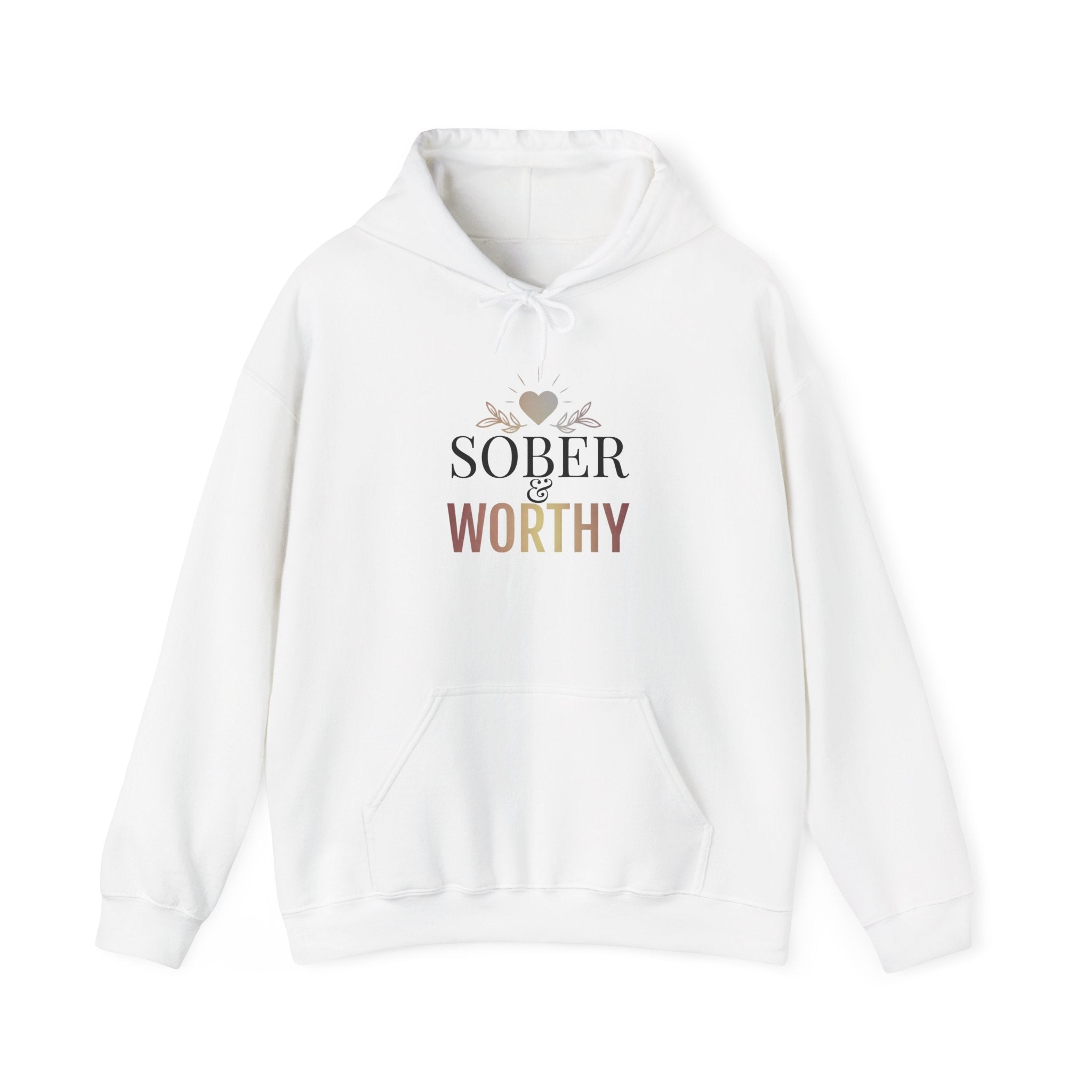 Sober & Worthy Hoodie | Recovery Inspirational Hoodie, Floral Heart Design
