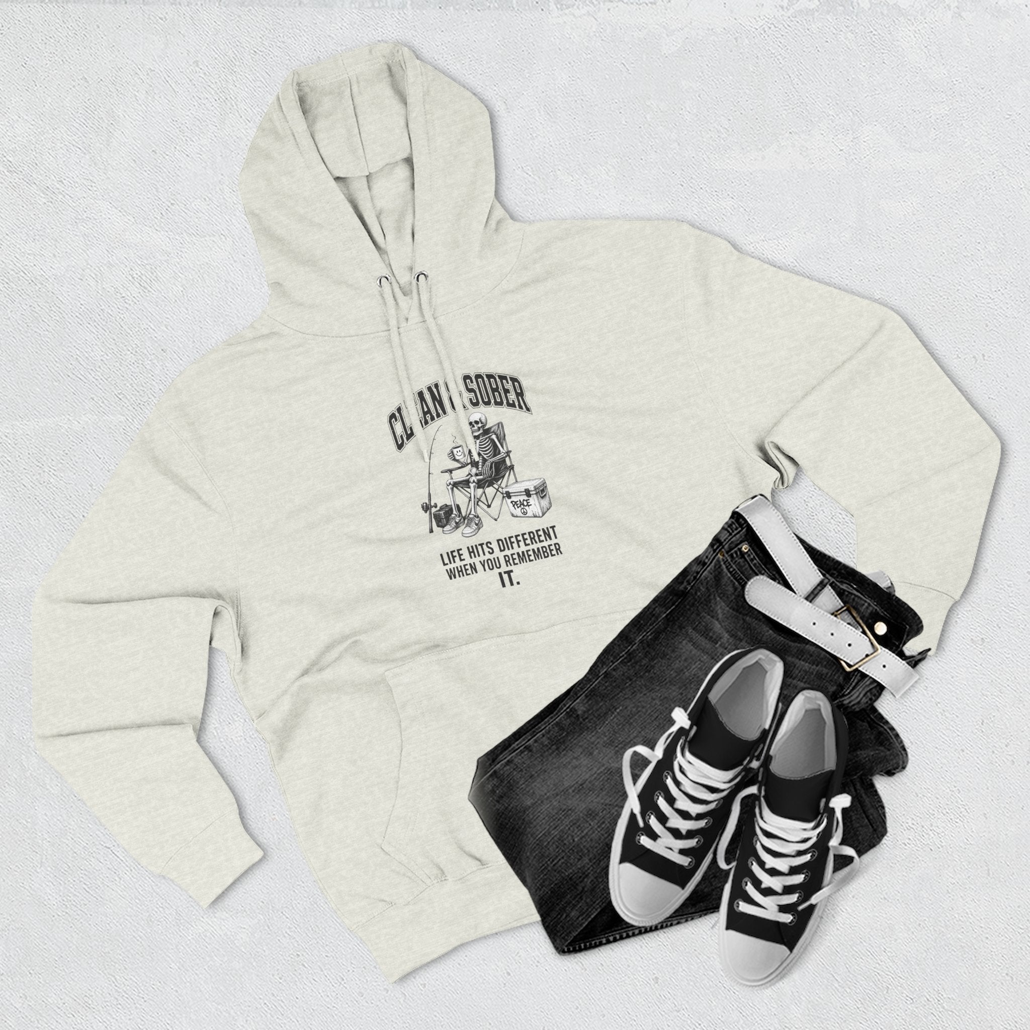 Clean & Sober hoodie | Recovery life illustration, vintage emblem