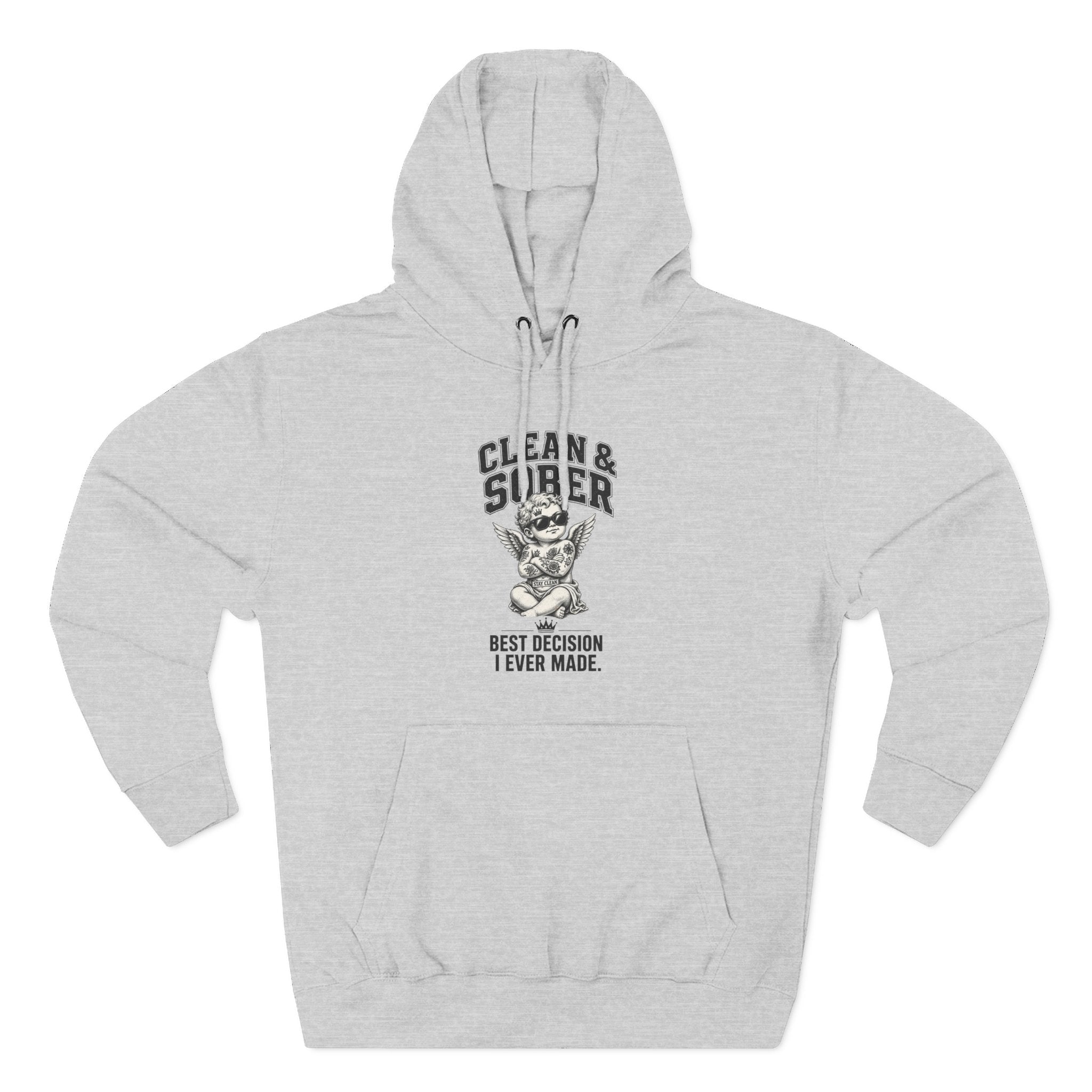 Clean & Sober Cat graphic hoodie | 'Best Decision I Ever Made' design