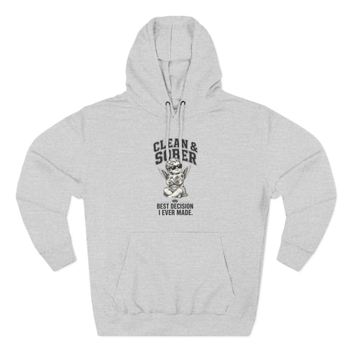Clean & Sober Cat graphic hoodie | 'Best Decision I Ever Made' design