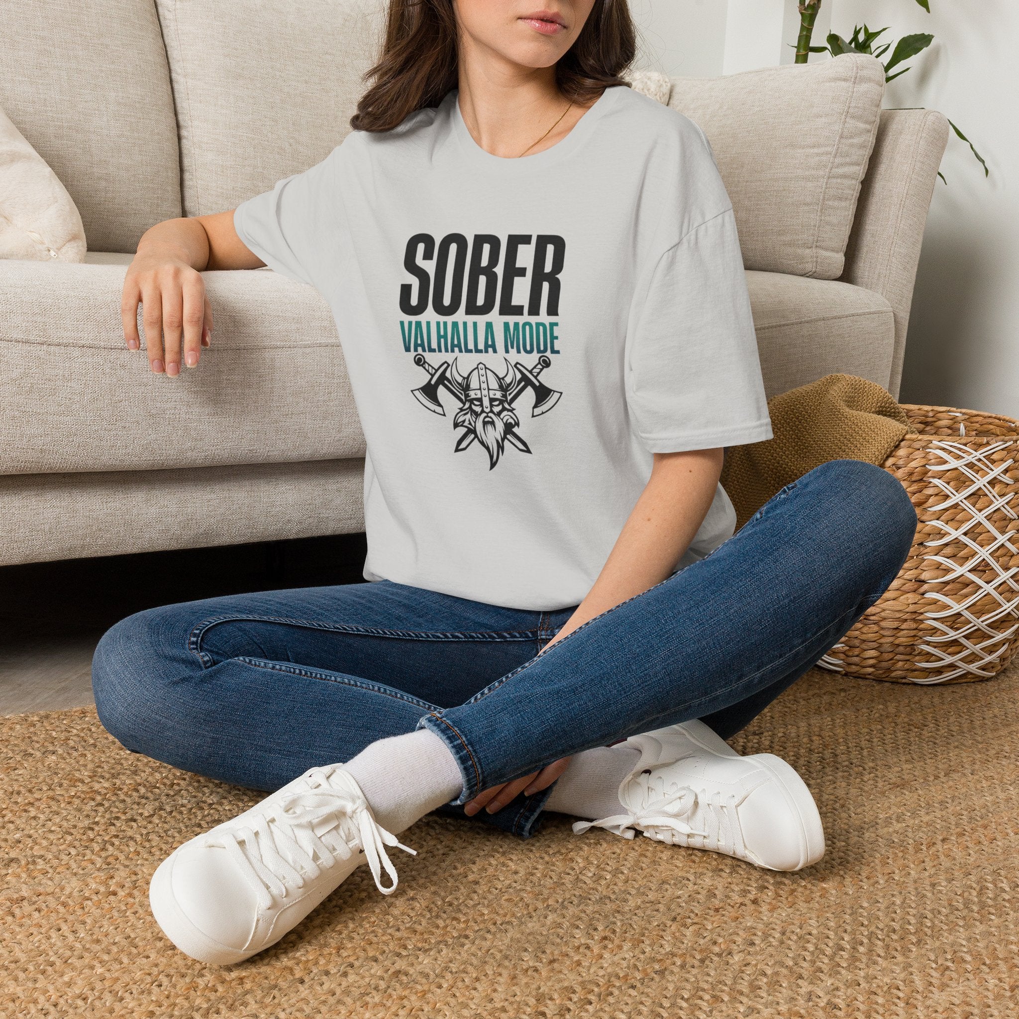 Sober Valhalla Mode T-Shirt | Viking Helmet and Axes