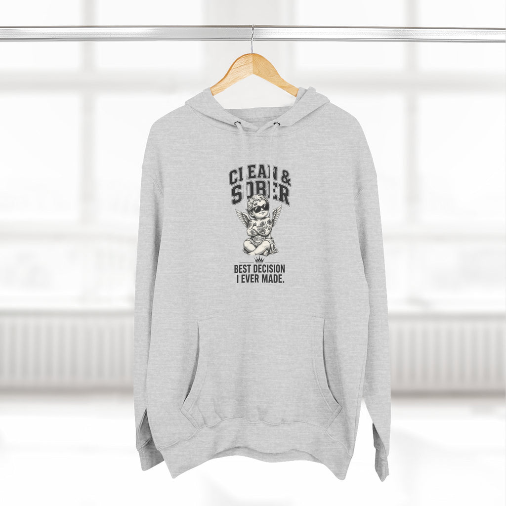 Clean & Sober Cat graphic hoodie | 'Best Decision I Ever Made' design