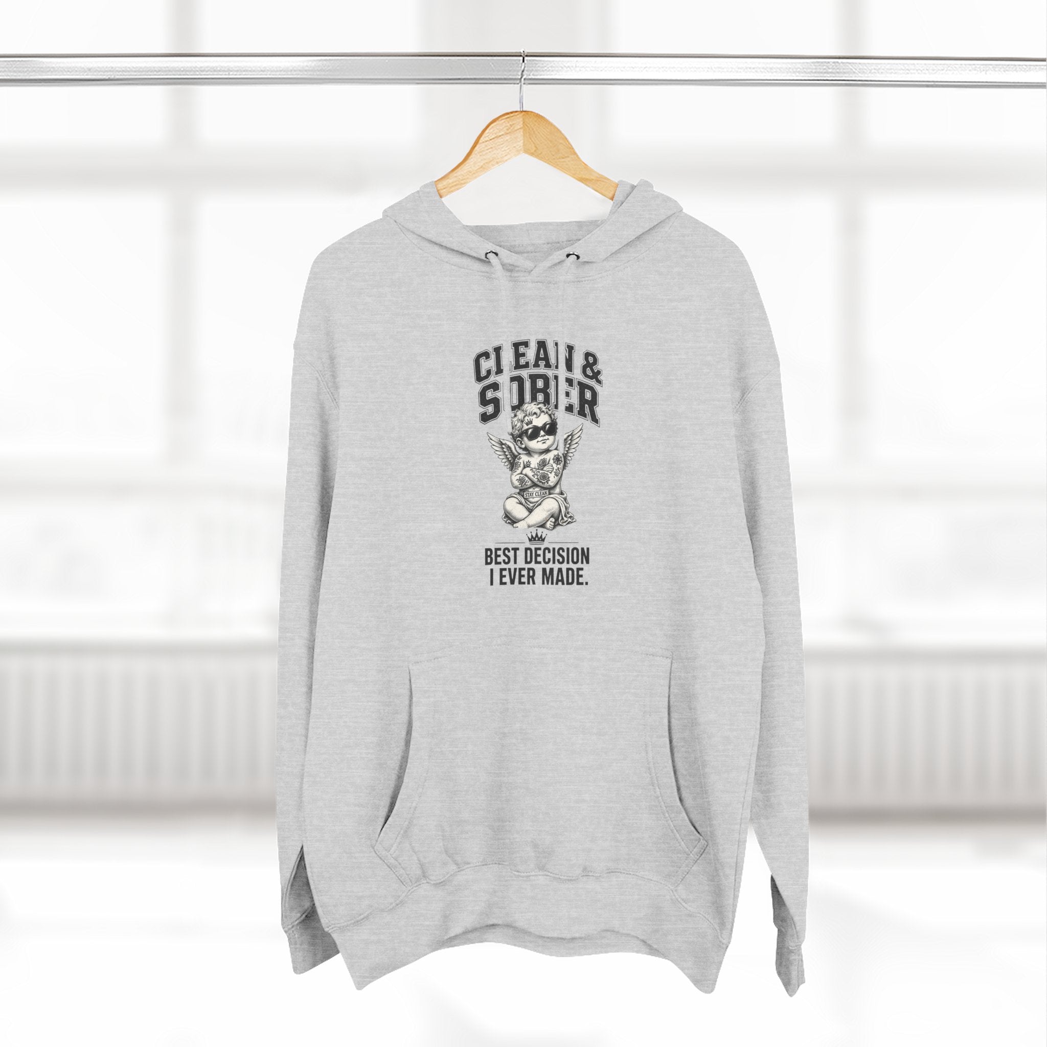 Clean & Sober Cat graphic hoodie | 'Best Decision I Ever Made' design