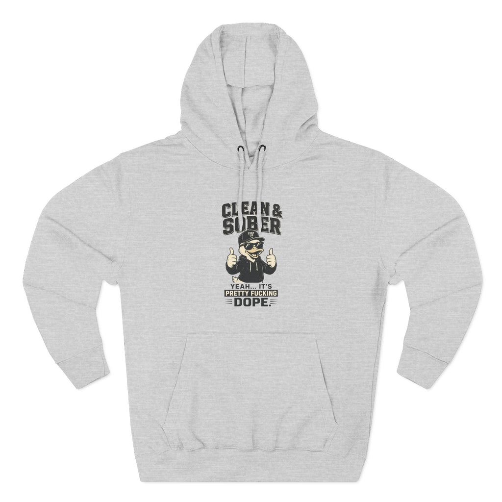 Clean & Sober Thumbs Up Hoodie | Recovery Slogan, Retro Illustration