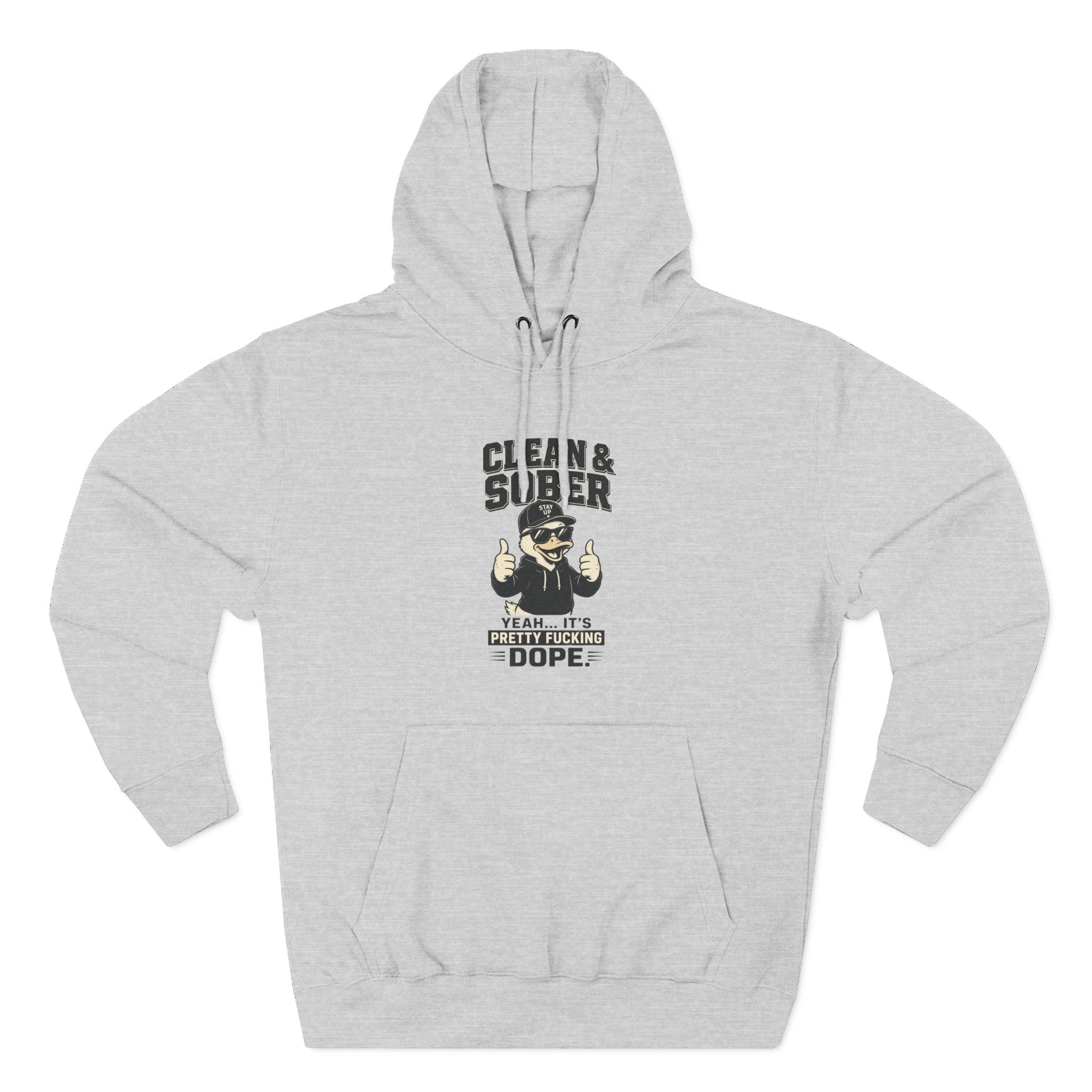 Clean & Sober Thumbs Up Hoodie | Recovery Slogan, Retro Illustration
