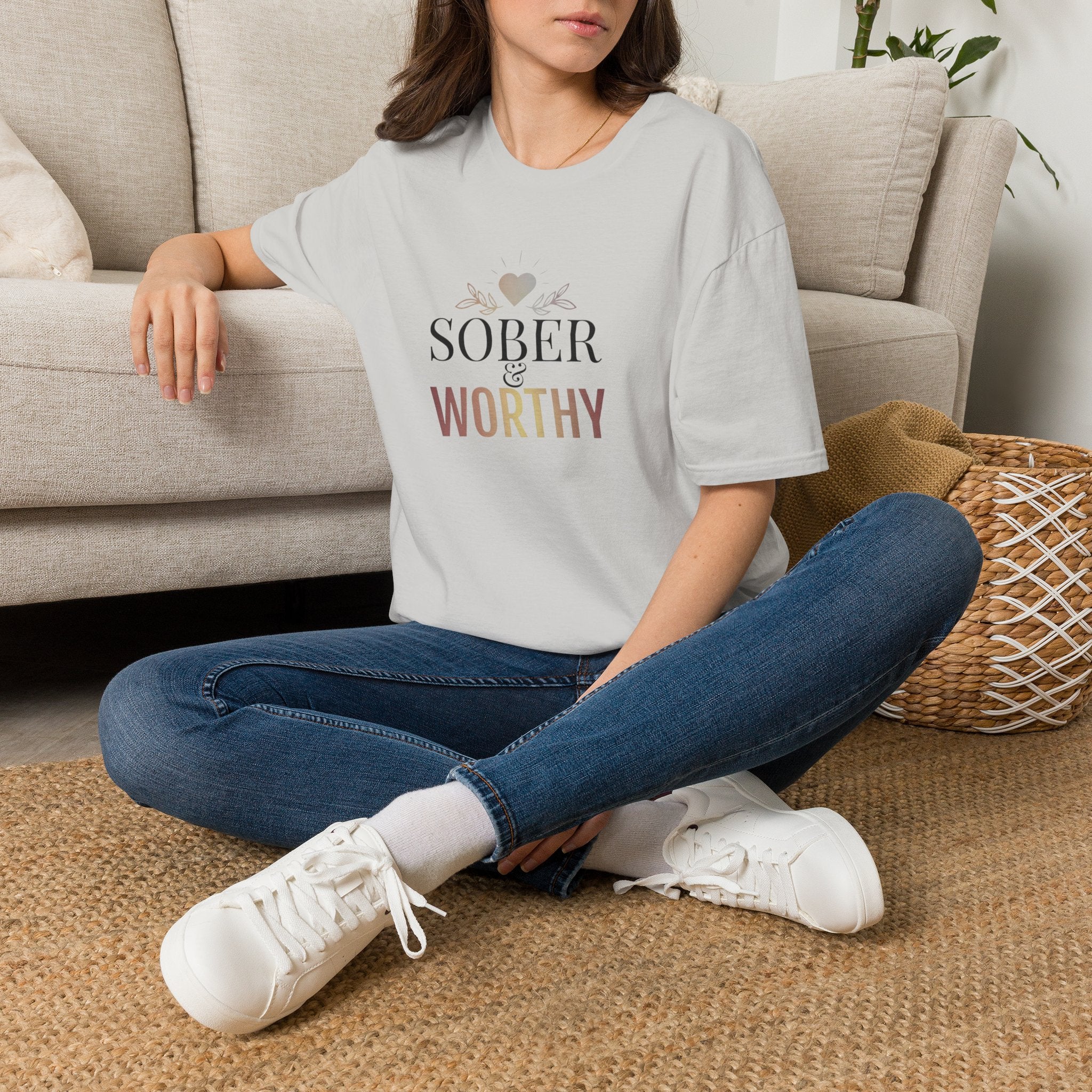 Sober & Worthy T-Shirt | Recovery Inspirational Tee, Sobriety Support