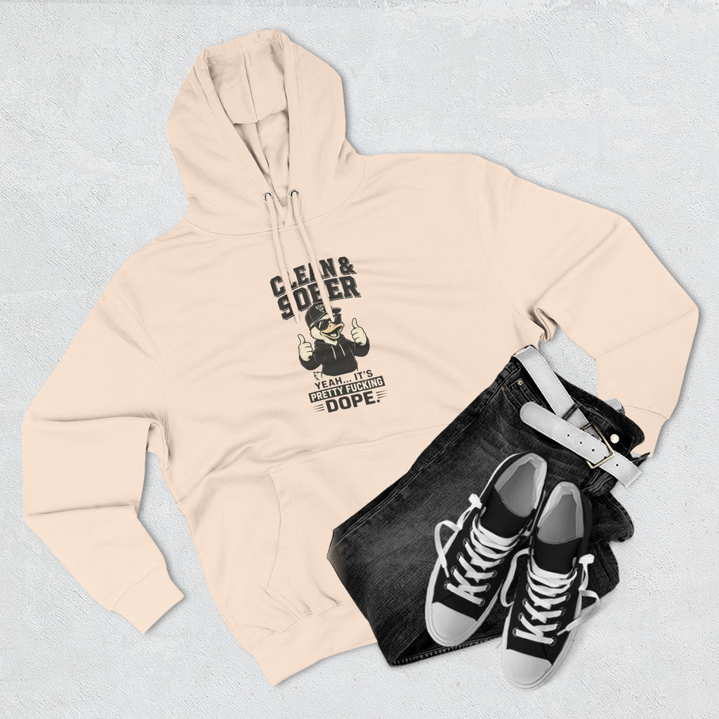 Clean & Sober Thumbs Up Hoodie | Recovery Slogan, Retro Illustration