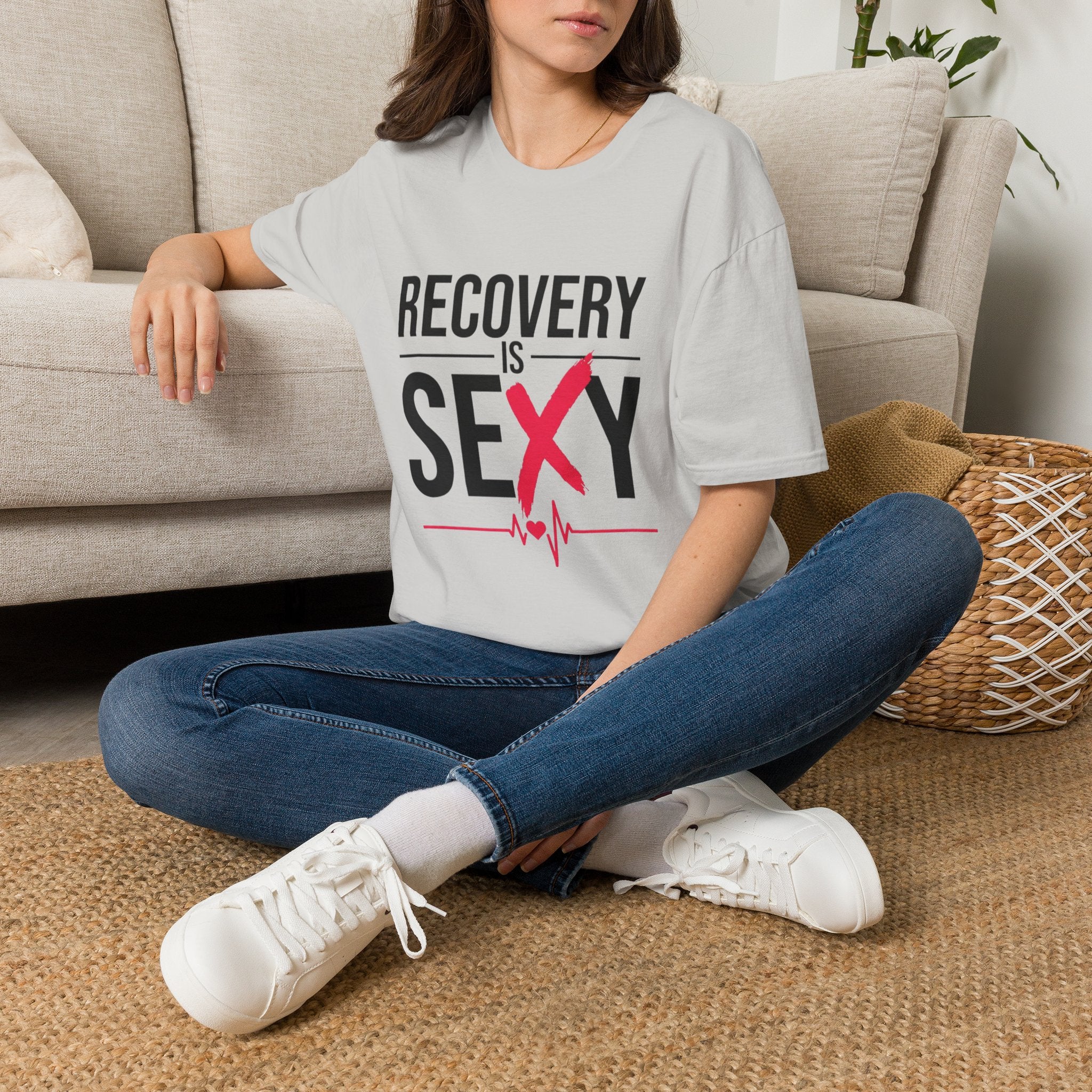 Recovery Is Sexy T-Shirt | Slogan Tee with Heartbeat Graphic
