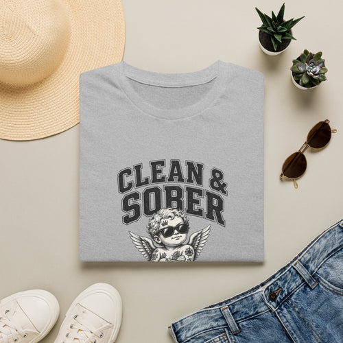 Clean & Sober cherub graphic T-Shirt | 'Best Decision I Ever Made' recovery design