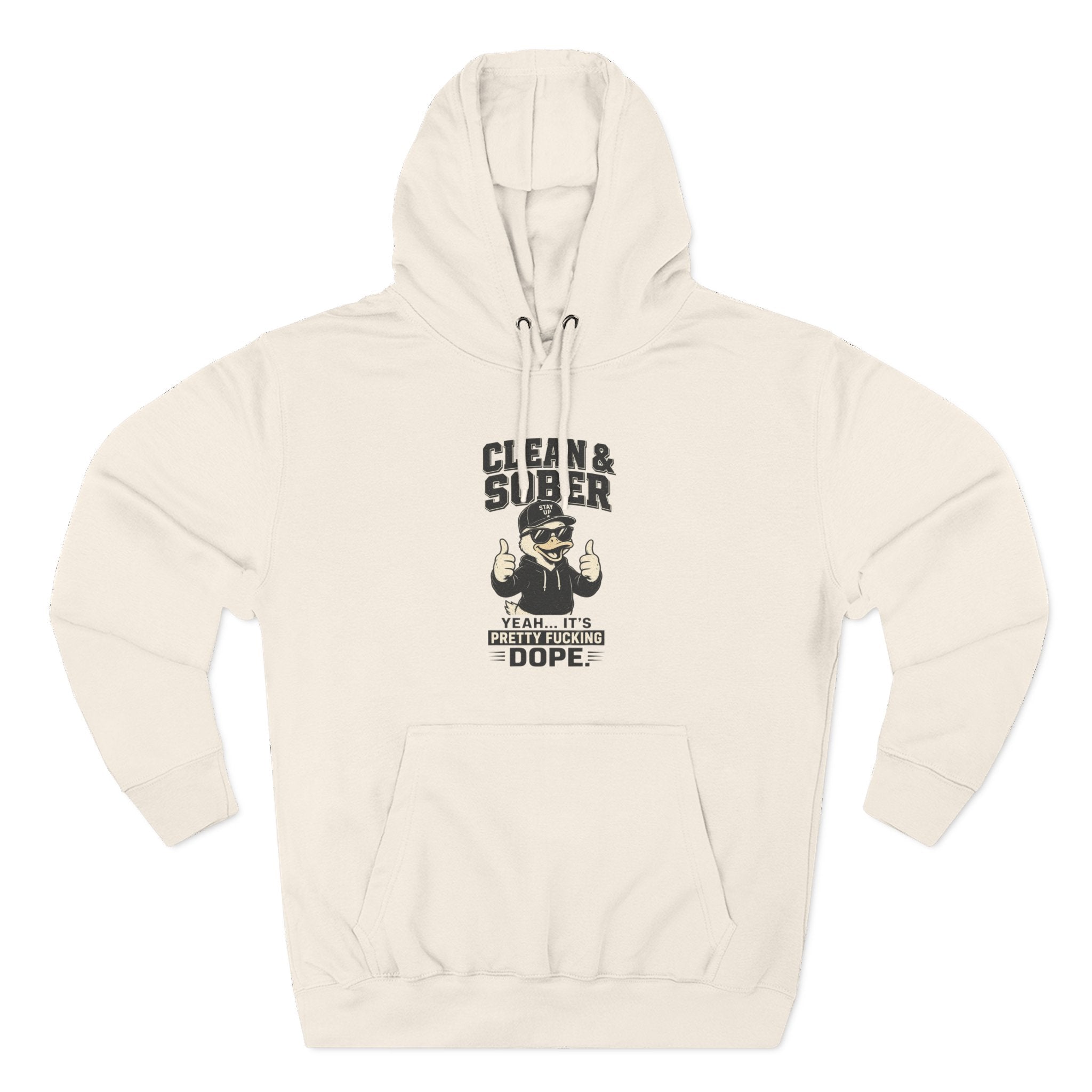 Clean & Sober Thumbs Up Hoodie | Recovery Slogan, Retro Illustration