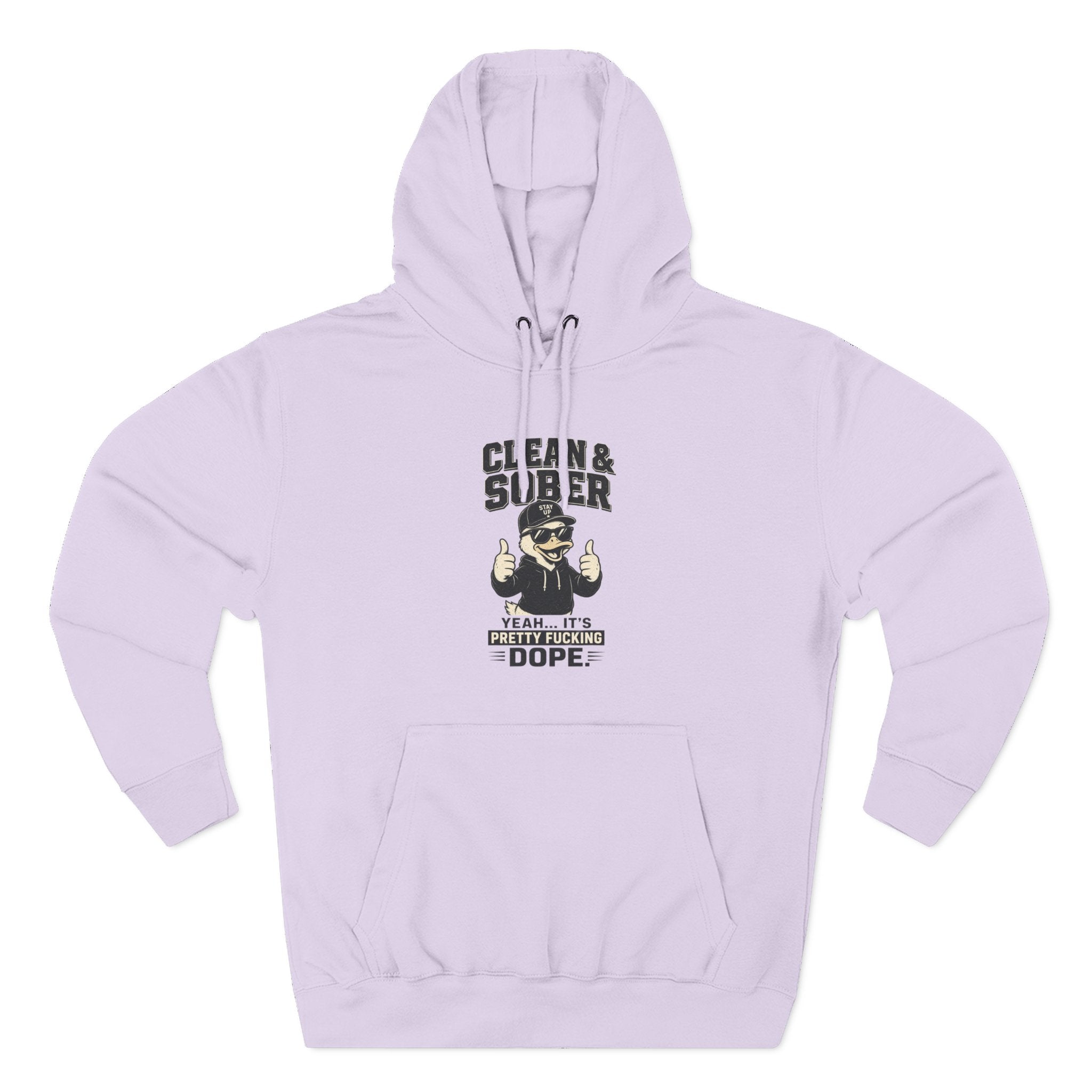 Clean & Sober Thumbs Up Hoodie | Recovery Slogan, Retro Illustration