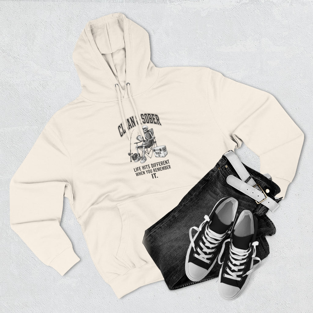 Clean & Sober hoodie | Recovery life illustration, vintage emblem