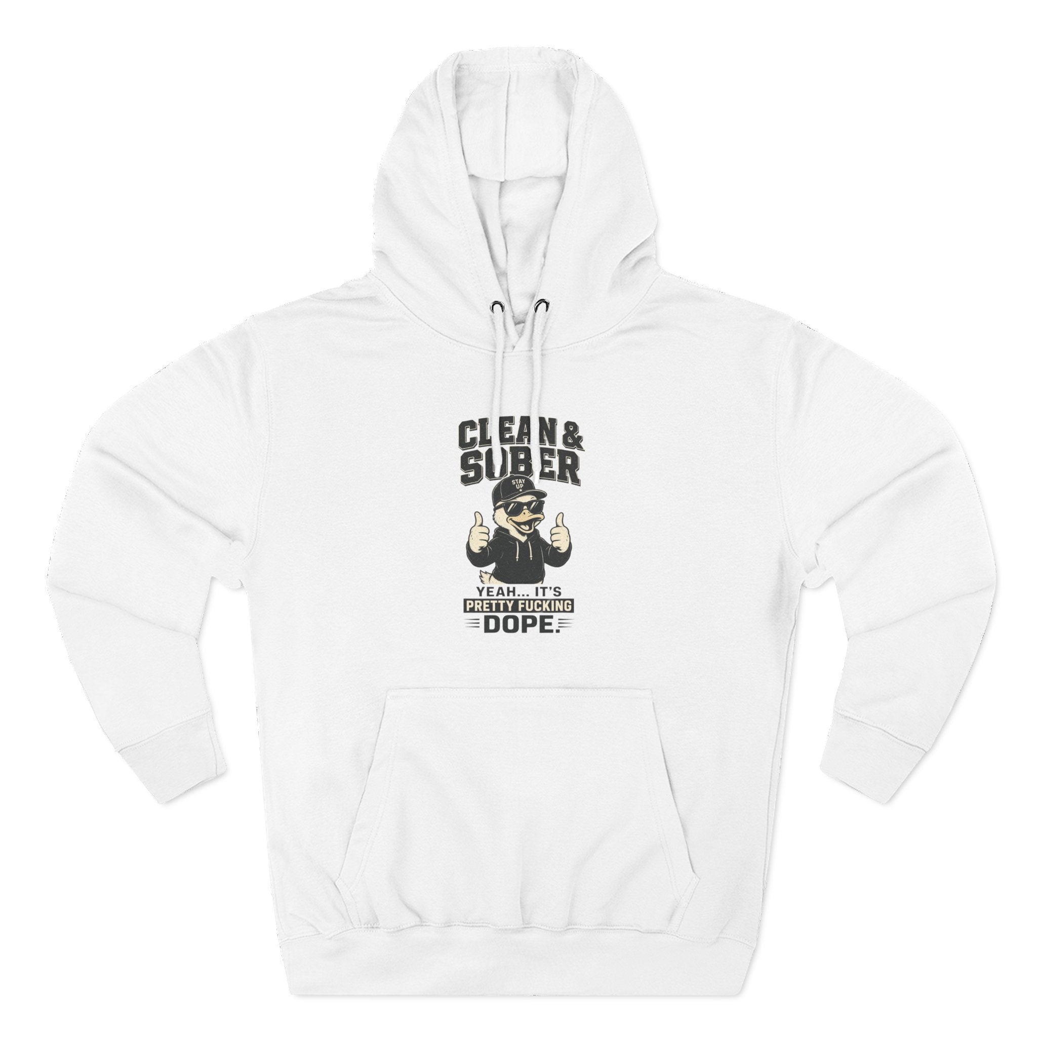 Clean & Sober Thumbs Up Hoodie | Recovery Slogan, Retro Illustration