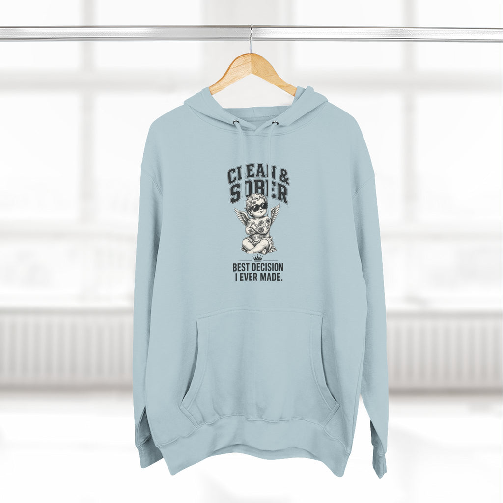 Clean & Sober Cat graphic hoodie | 'Best Decision I Ever Made' design