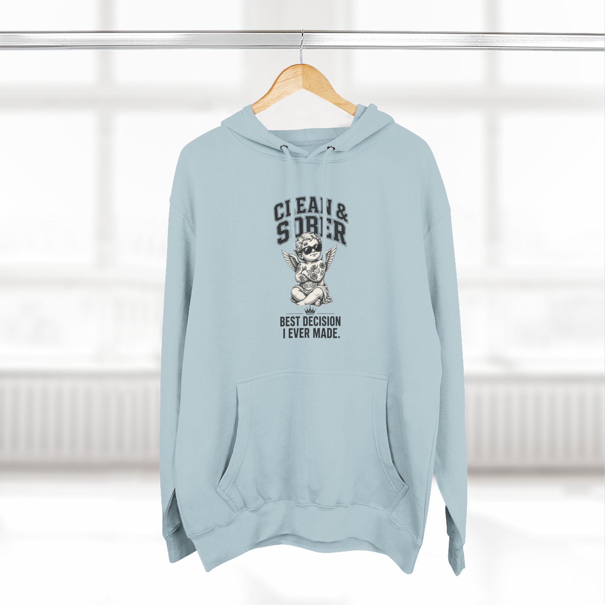 Clean & Sober Cat graphic hoodie | 'Best Decision I Ever Made' design