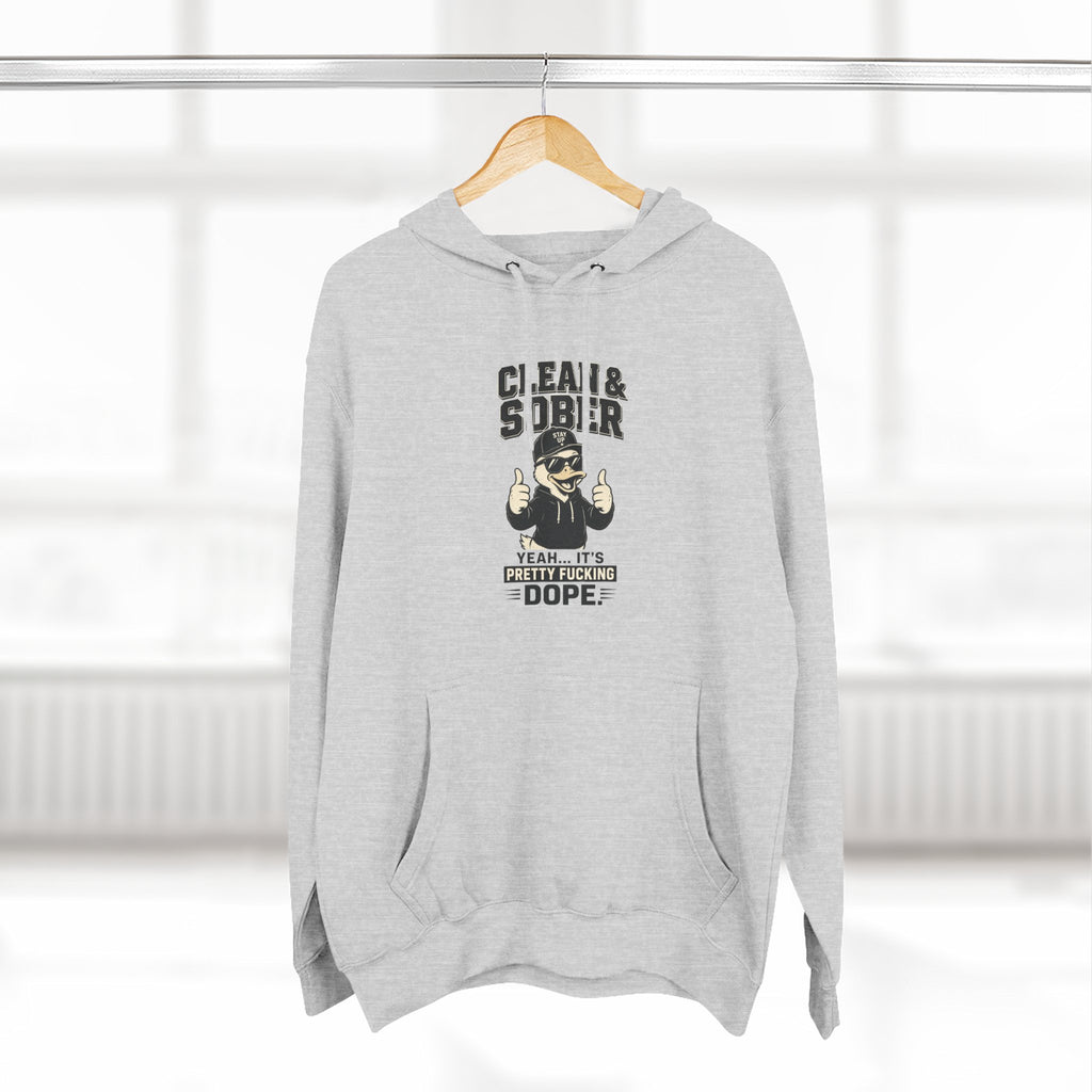 Clean & Sober Thumbs Up Hoodie | Recovery Slogan, Retro Illustration