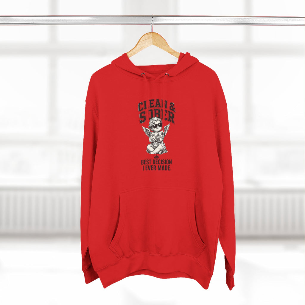 Clean & Sober Cat graphic hoodie | 'Best Decision I Ever Made' design
