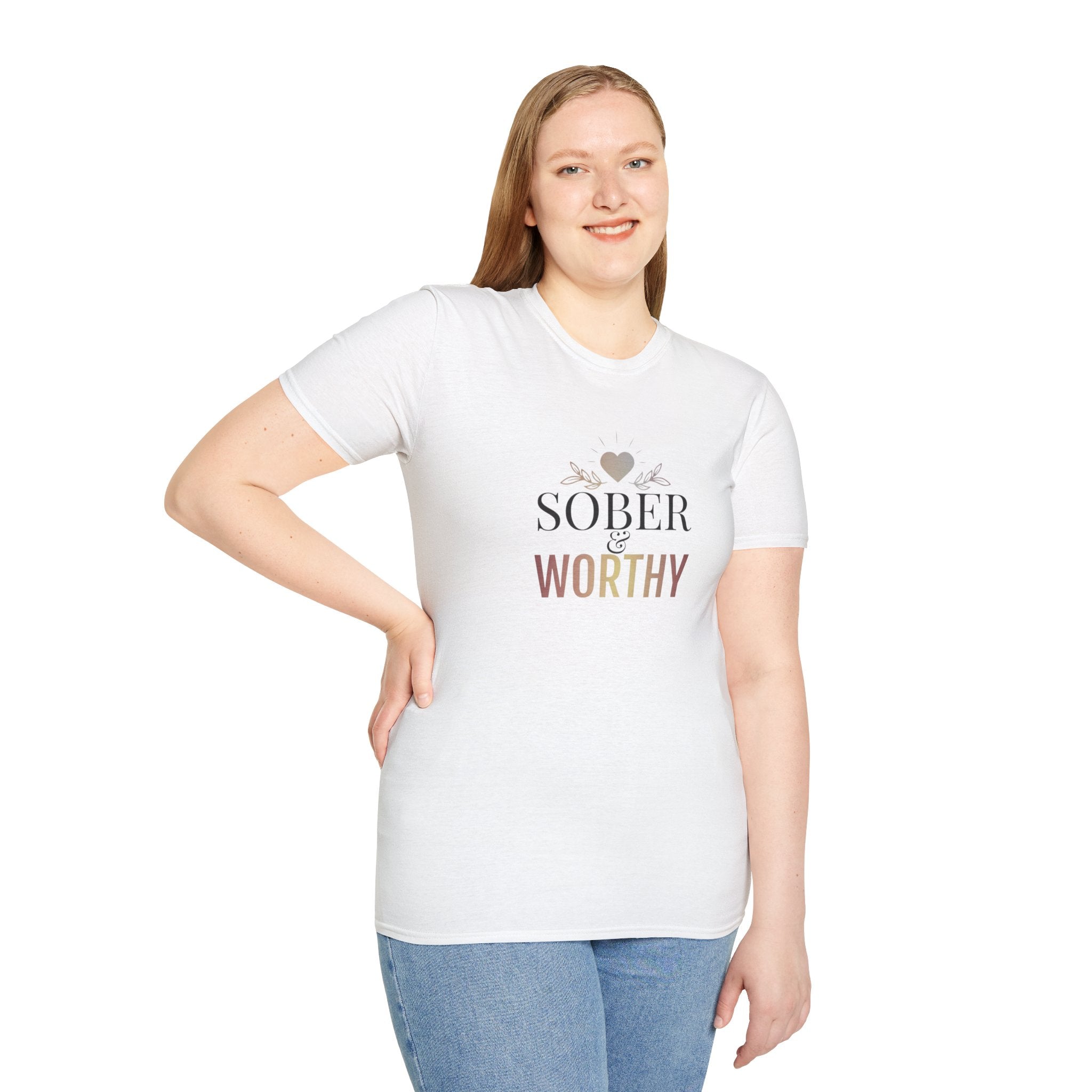 Sober & Worthy T-Shirt | Recovery Inspirational Tee, Sobriety Support