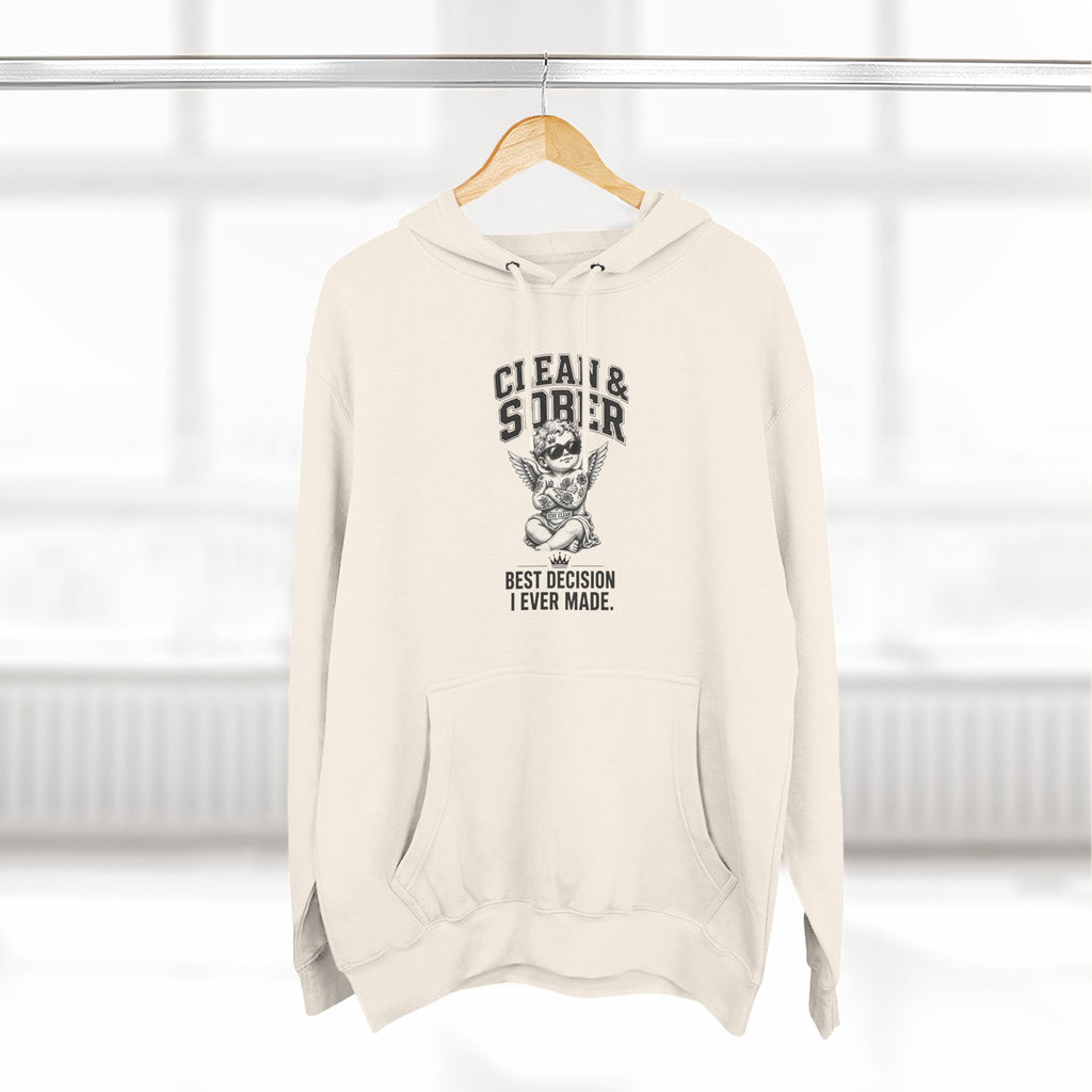 Clean & Sober Cat graphic hoodie | 'Best Decision I Ever Made' design