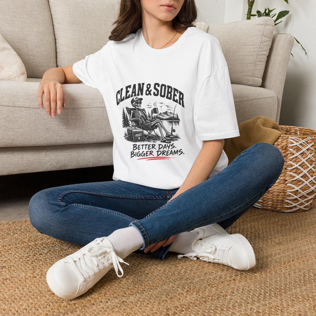Clean & Sober skeleton camping scene T-Shirt | Recovery, Outdoors