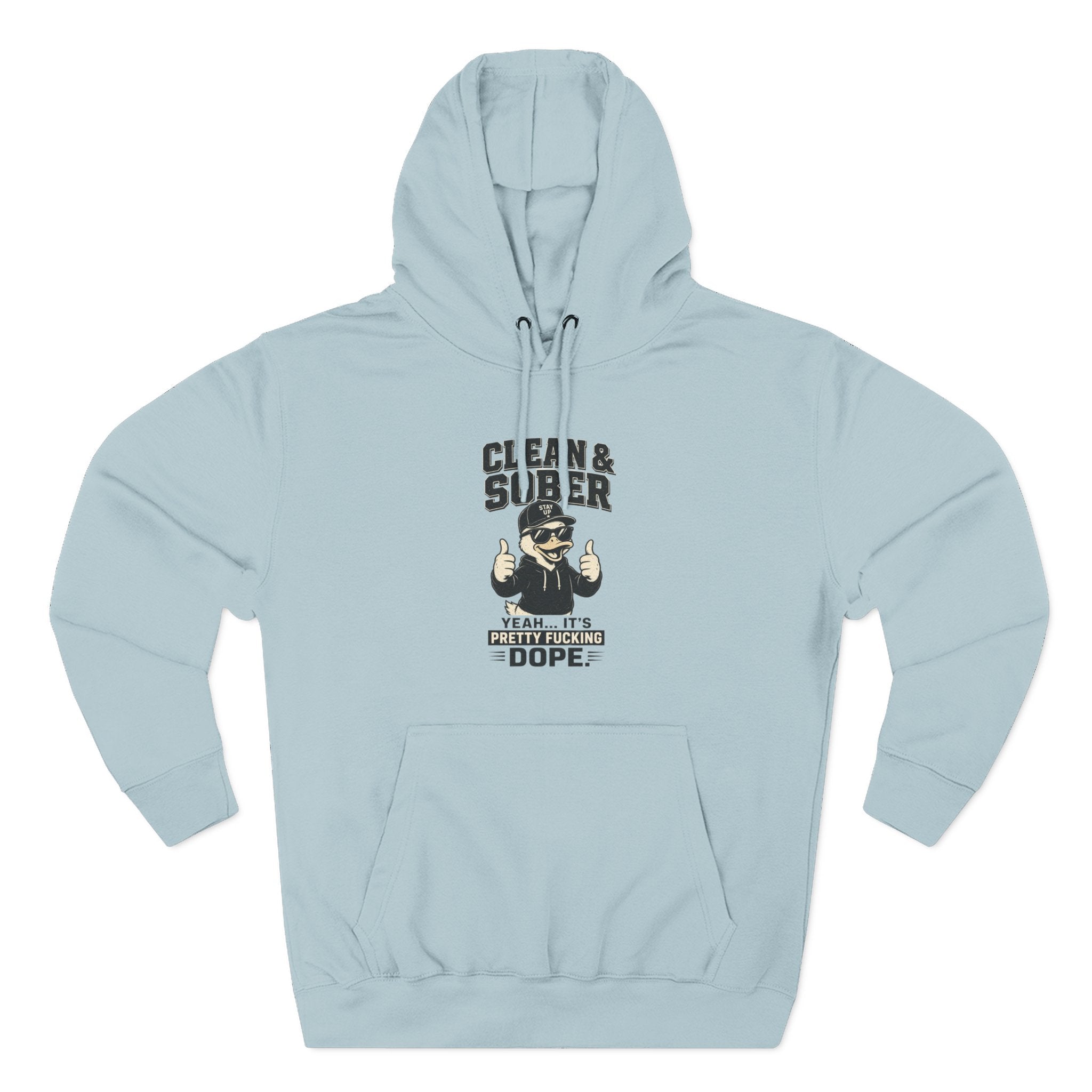 Clean & Sober Thumbs Up Hoodie | Recovery Slogan, Retro Illustration