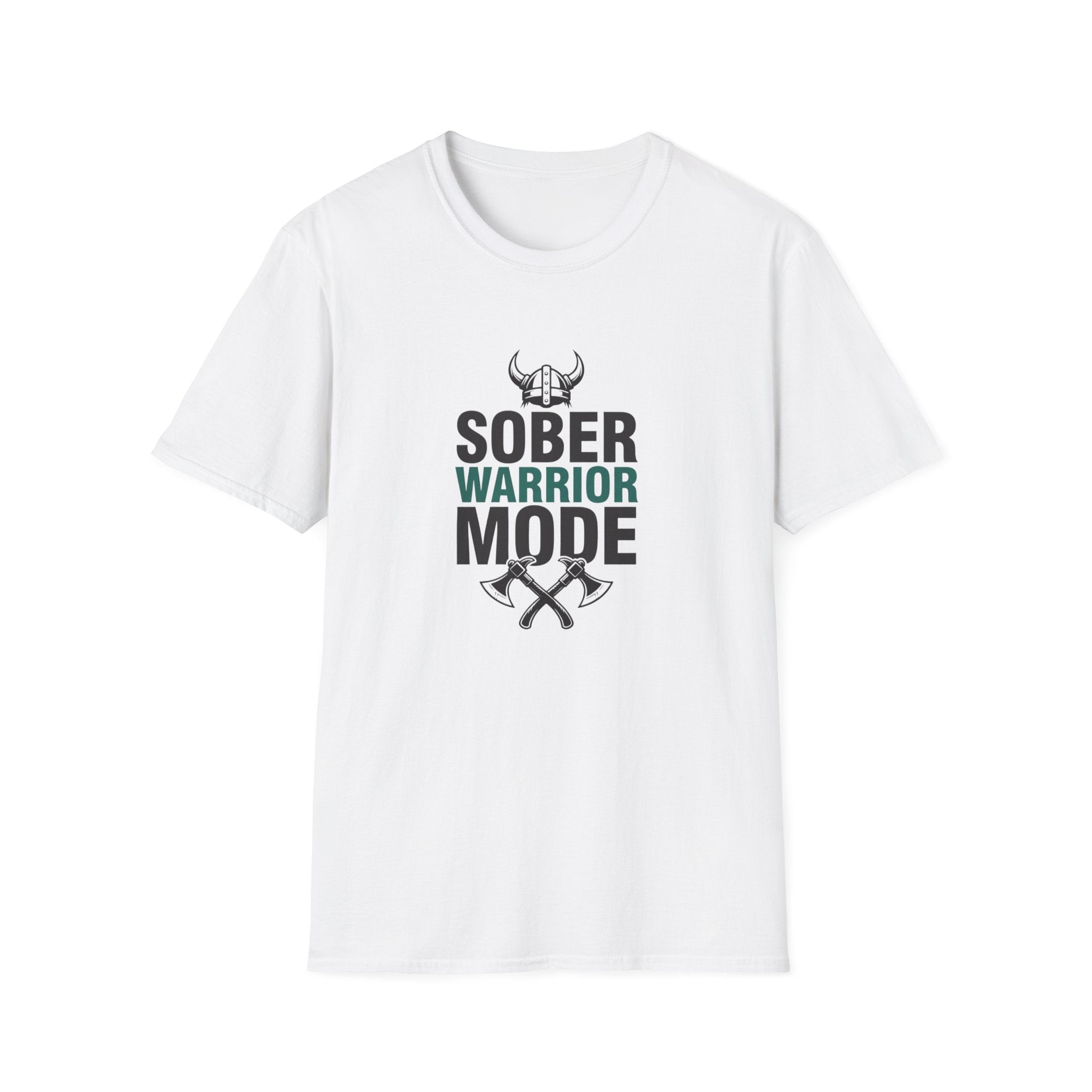 Sober Warrior Mode T-Shirt | Recovery, Viking Helmet & Axes Design