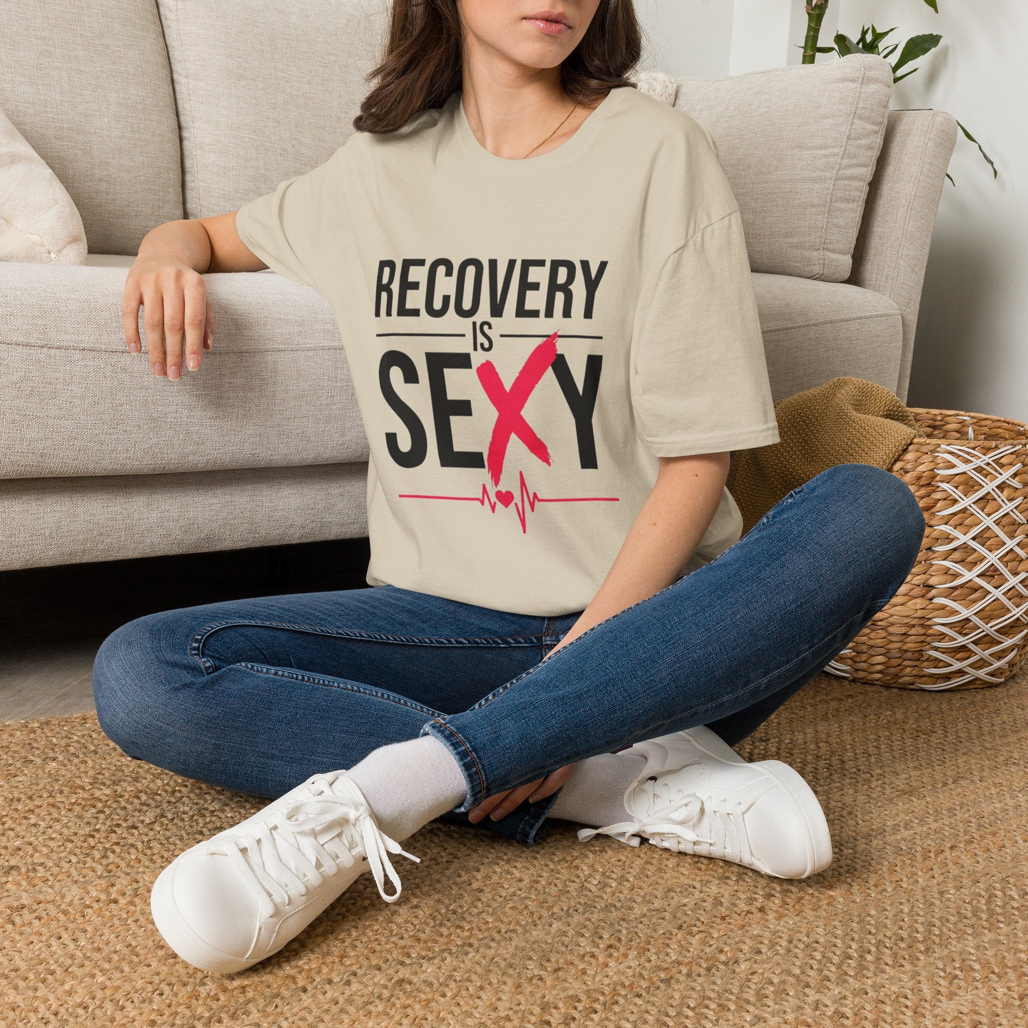 Recovery Is Sexy T-Shirt | Slogan Tee with Heartbeat Graphic