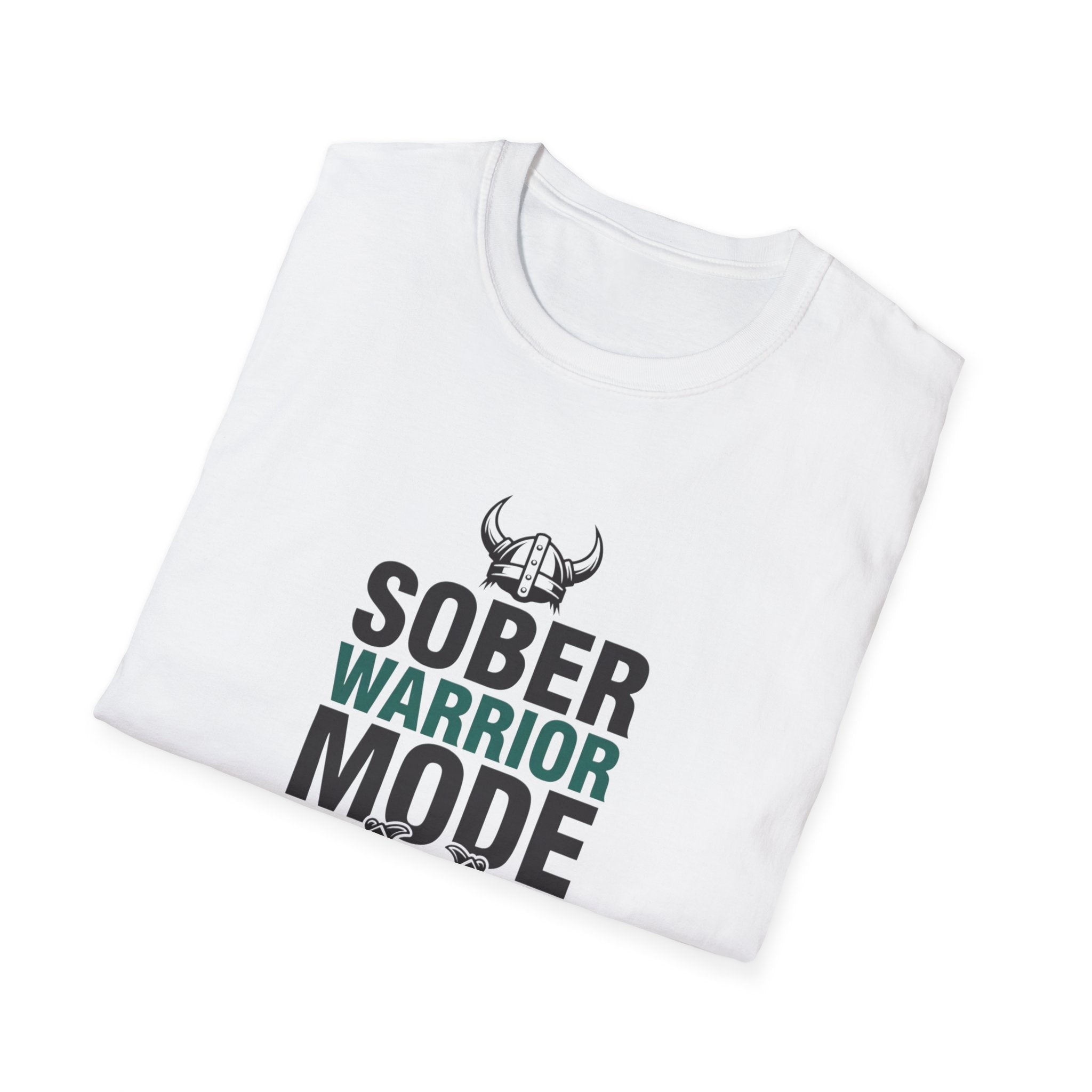 Sober Warrior Mode T-Shirt | Recovery, Viking Helmet & Axes Design