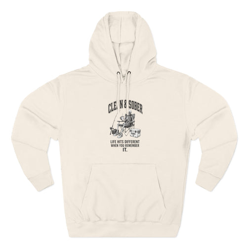 Clean & Sober hoodie | Recovery life illustration, vintage emblem